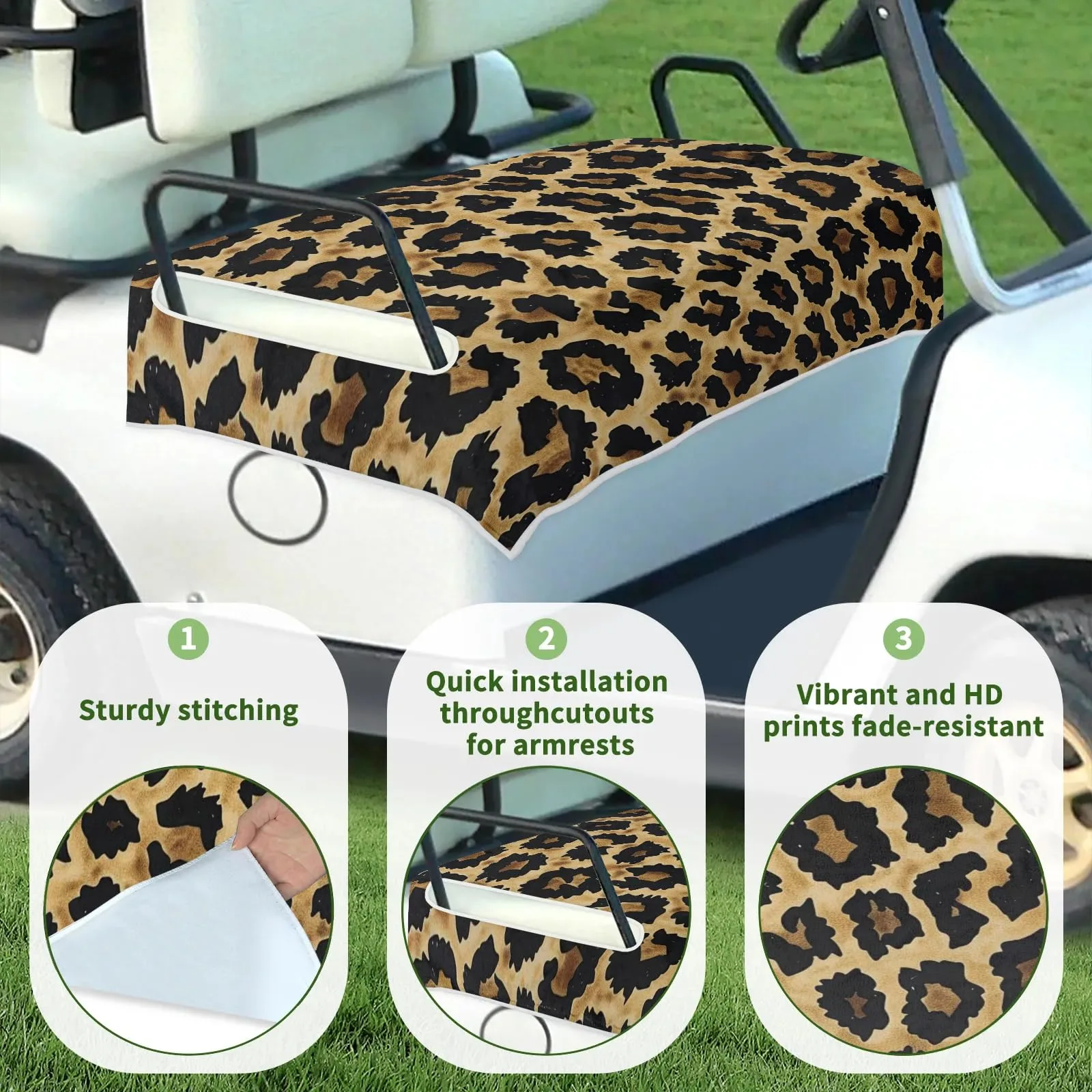 Tiveruda Leopard Print Golf Cart Seat Cover, 51 x 31 in. image 3
