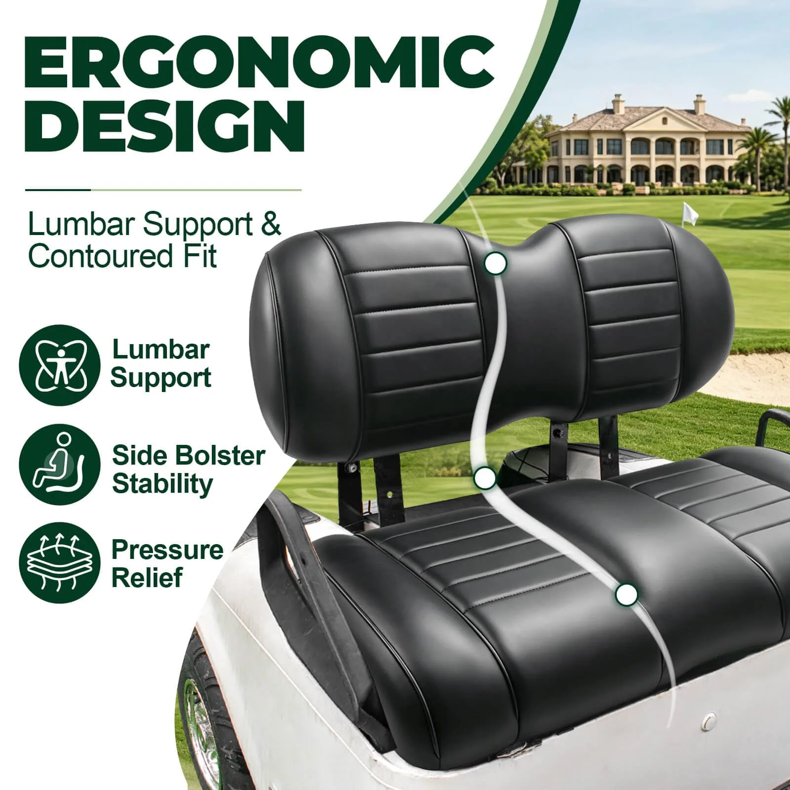 NOKINS E-Z-GO TXT/RXV Front Seat Cushion Kit WGN30017 image 3