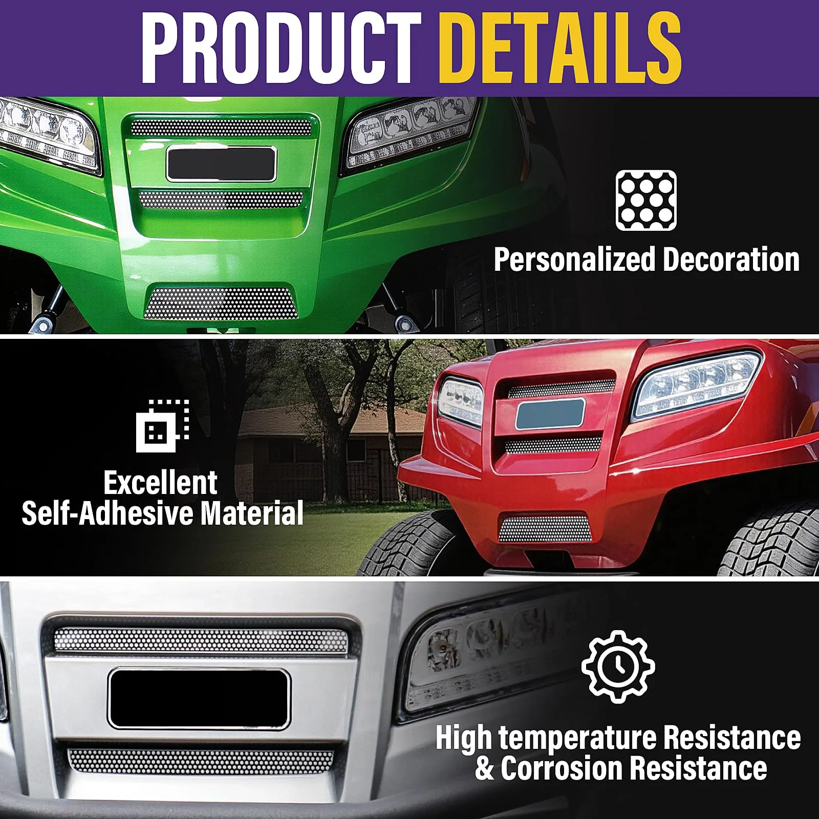 AUEEKIE Onward Front Sticker Decal Kit for Club Car Onward (3‑Piece) image 3