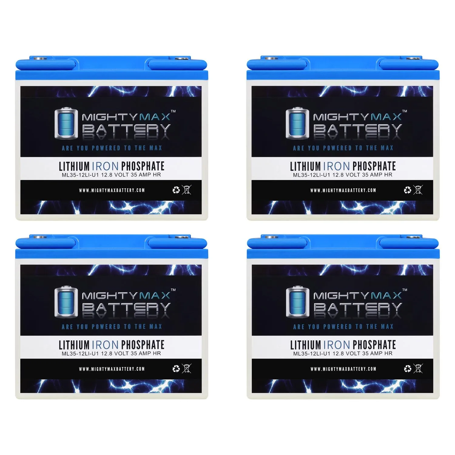 Mighty Max 12V 35Ah U1 Lithium Battery 4-Pack