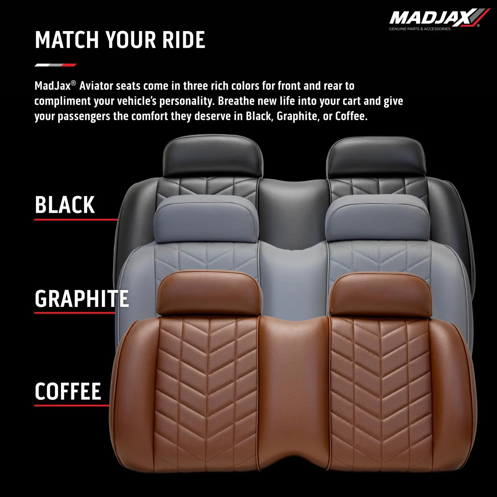 MADJAX Aviator Seat Cushion Kit for E-Z-GO RXV - Coffee image 4
