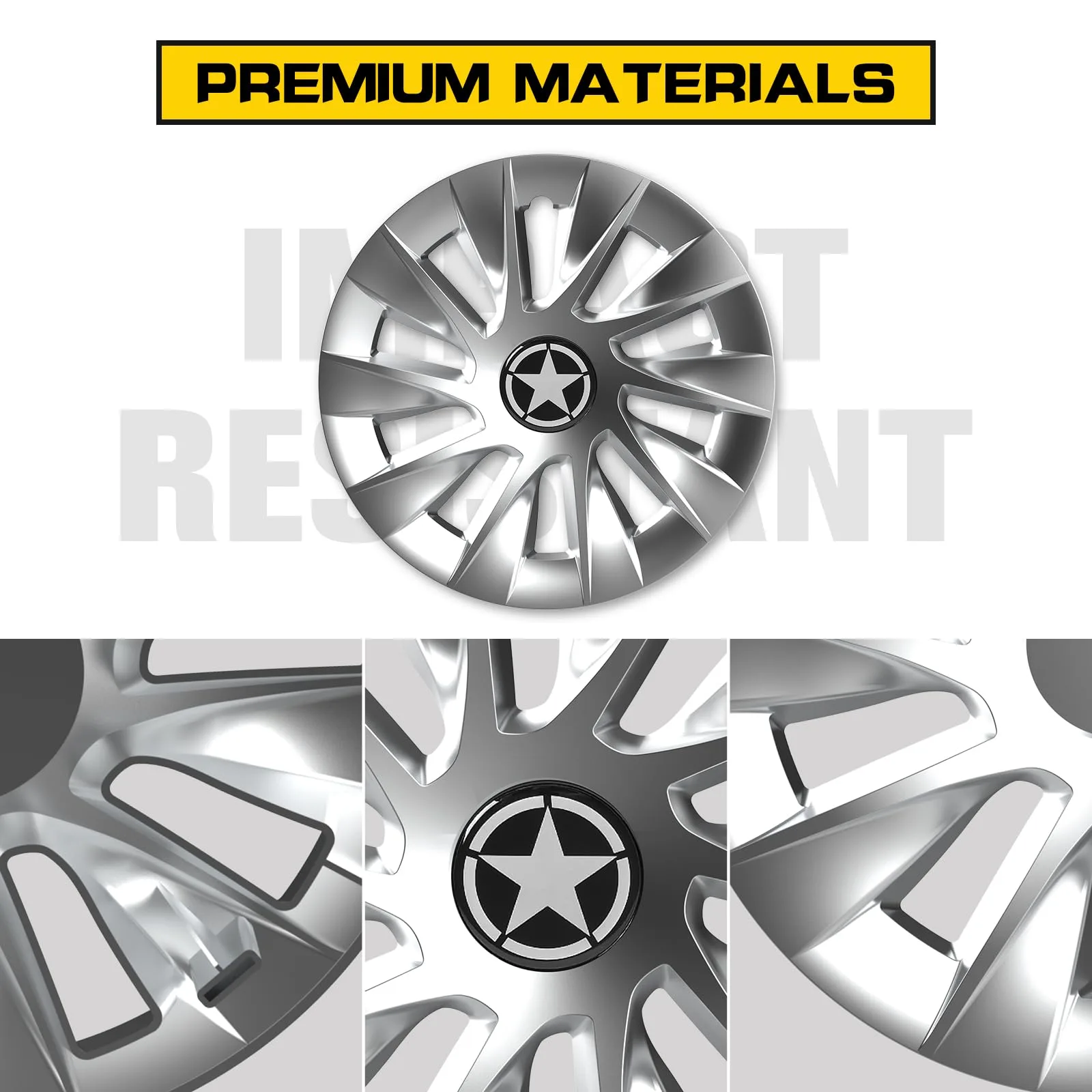 HSUTVXPRO ST115 8-Inch Golf Cart Hub Caps, Silver image 3