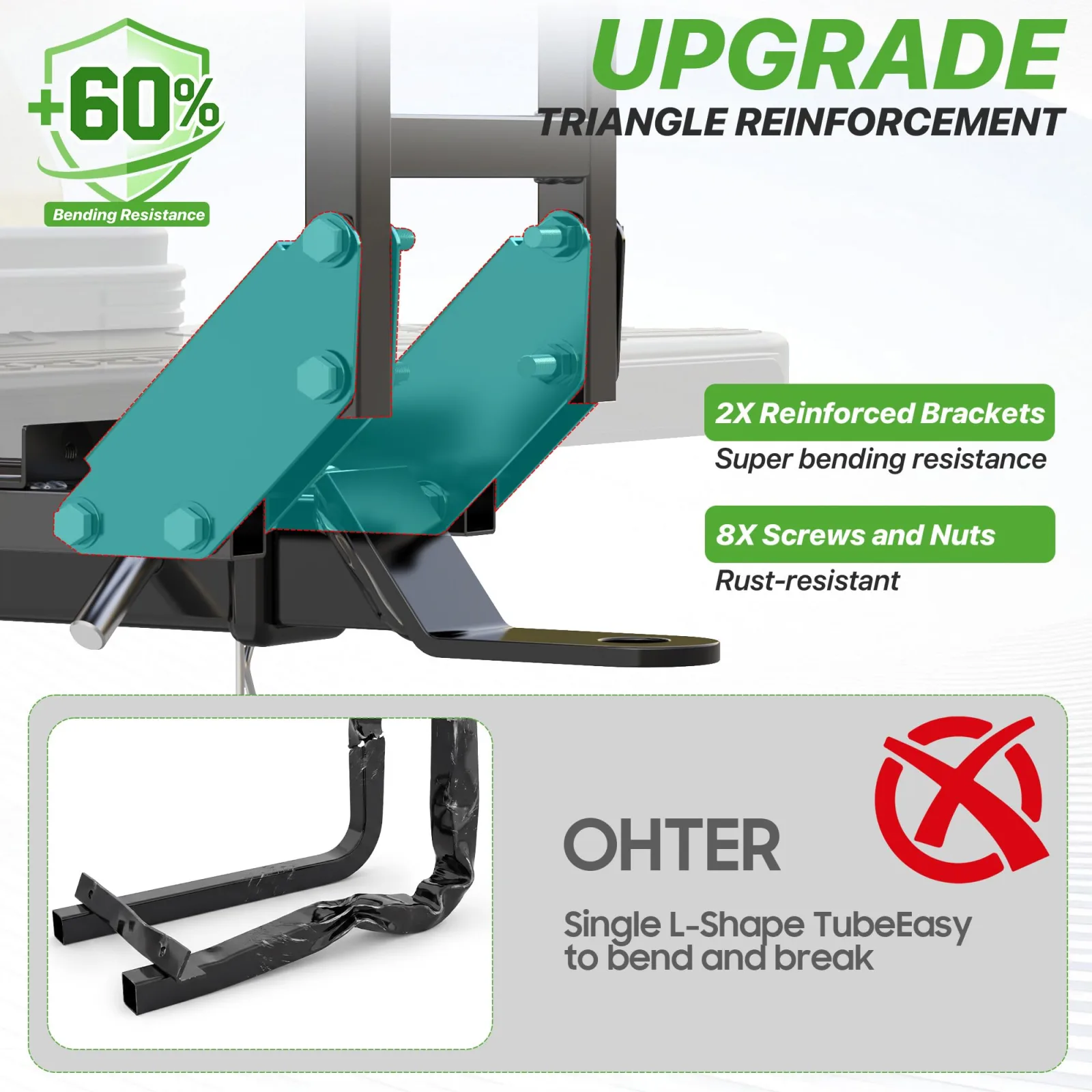 10L0L Golf Cart Rear Seat Grab Bar with 2-Inch Hitch image 4