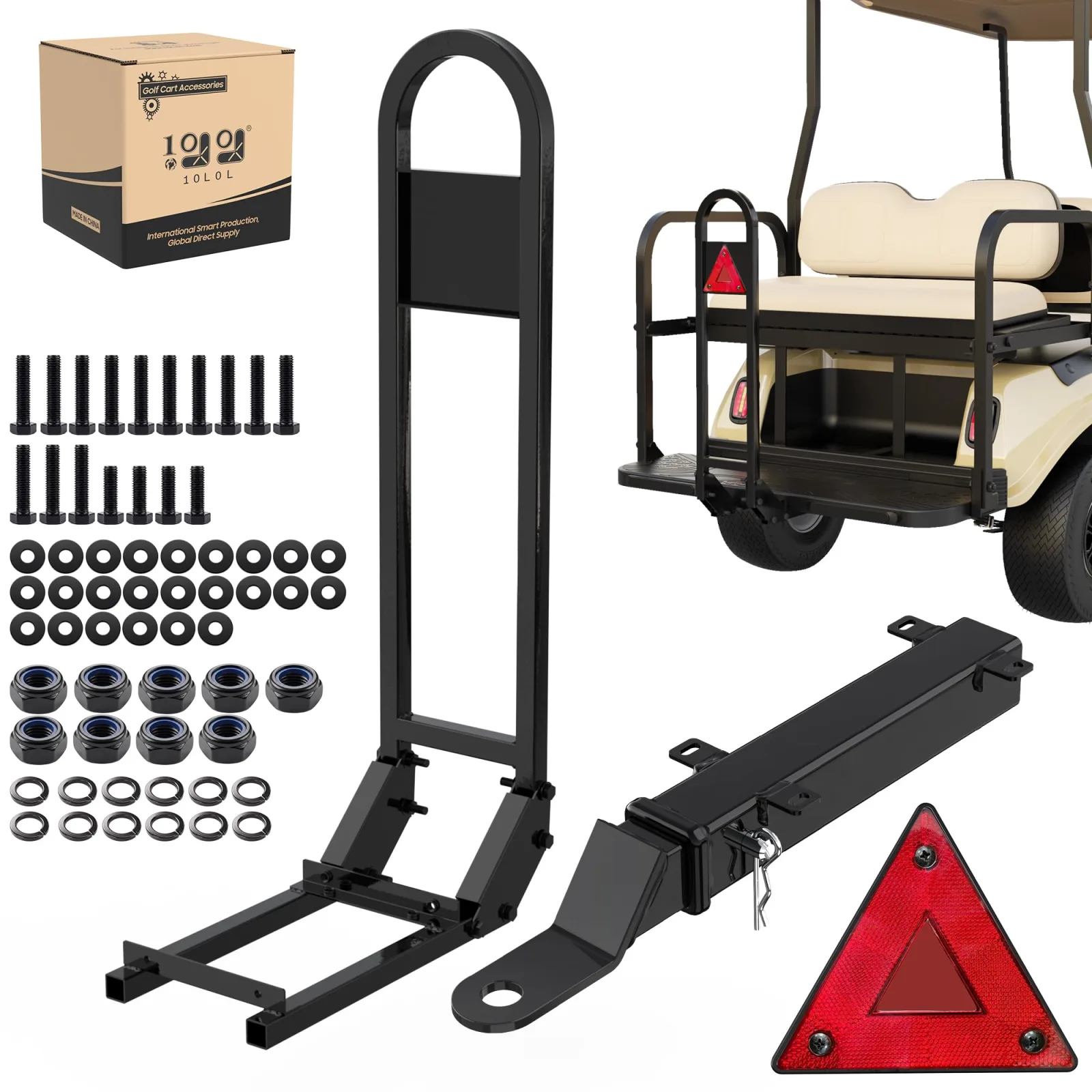 10L0L Golf Cart Rear Seat Grab Bar with 2-Inch Hitch