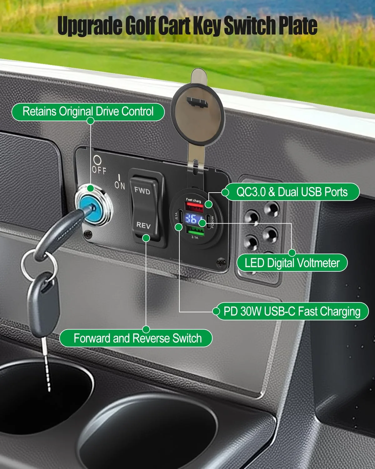 JVWKPU Key Switch Plate for E-Z-GO TXT, Medalist & PDS image 2
