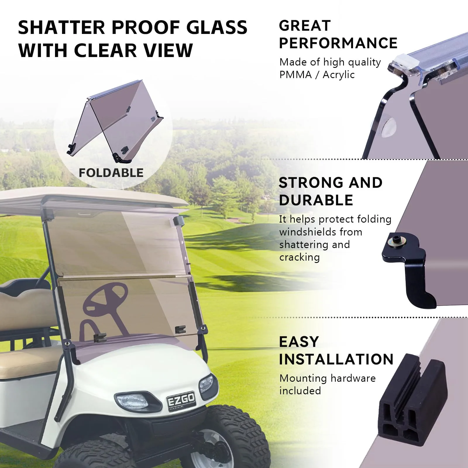VPAHub R-TWNT Tinted Windshield for E-Z-GO TXT 2014+ image 3