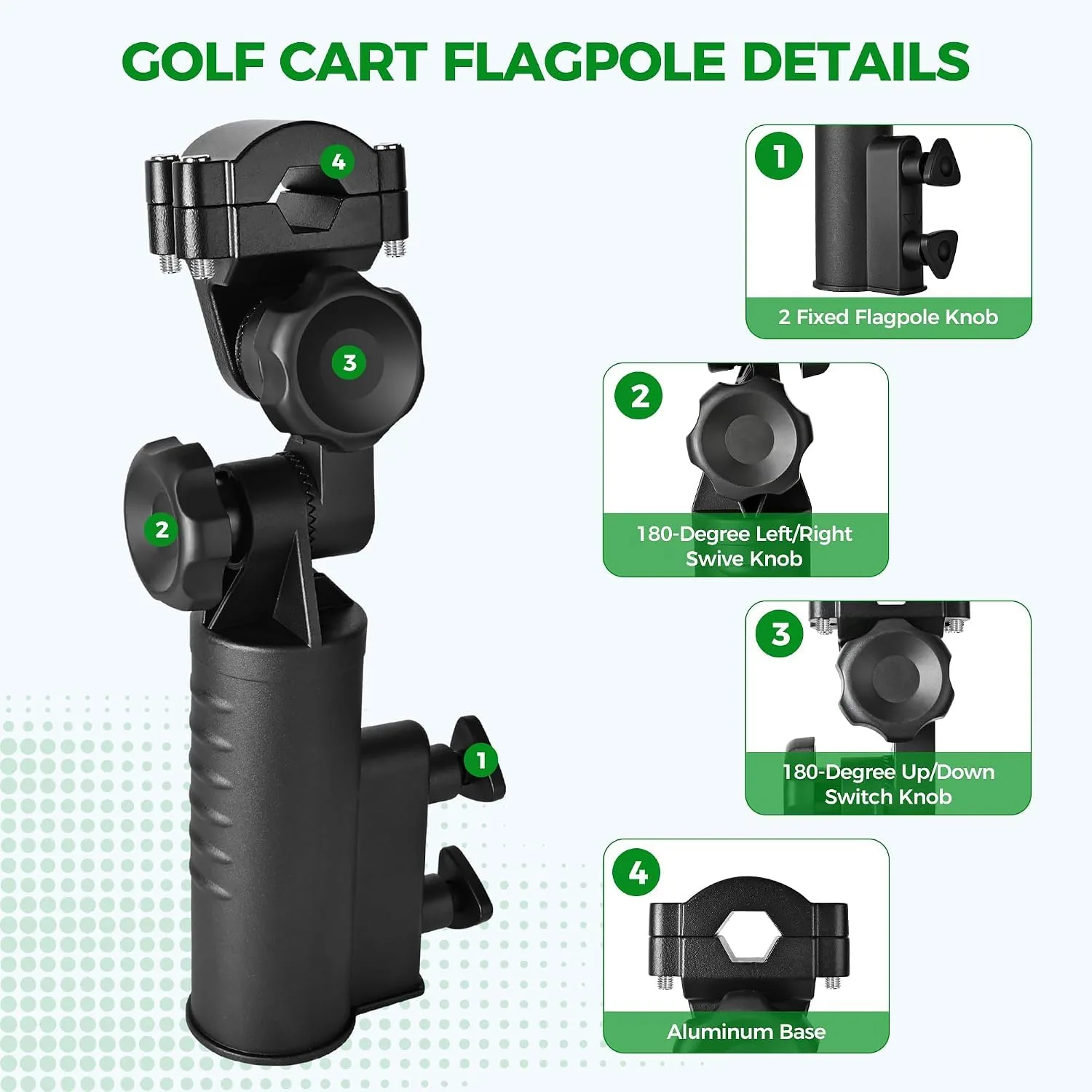 10L0L Golf Cart Flag Holder Kit with USA Flag image 4