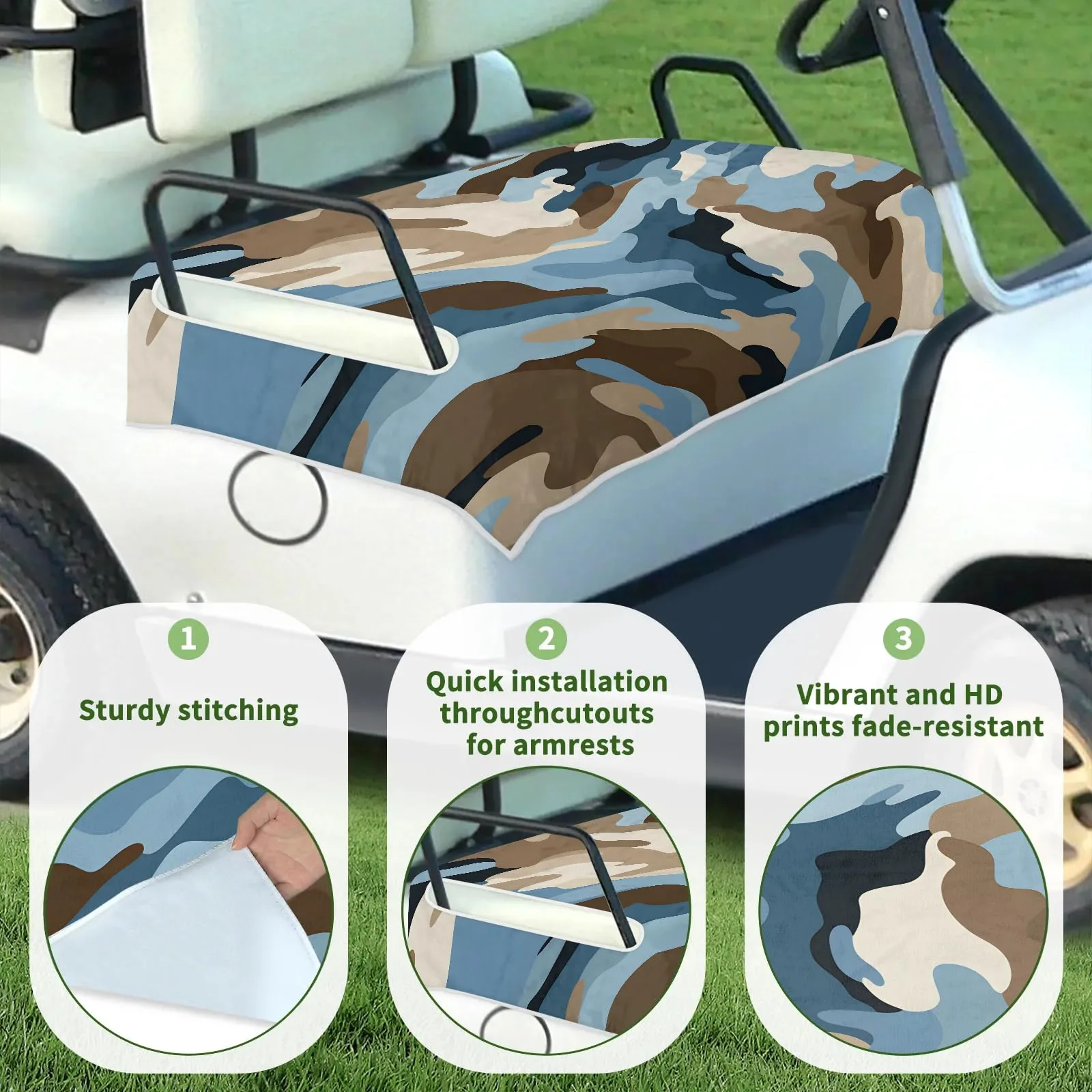 Tiveruda Golf Cart Seat Cover for Double Seats 51 x 31 in image 3