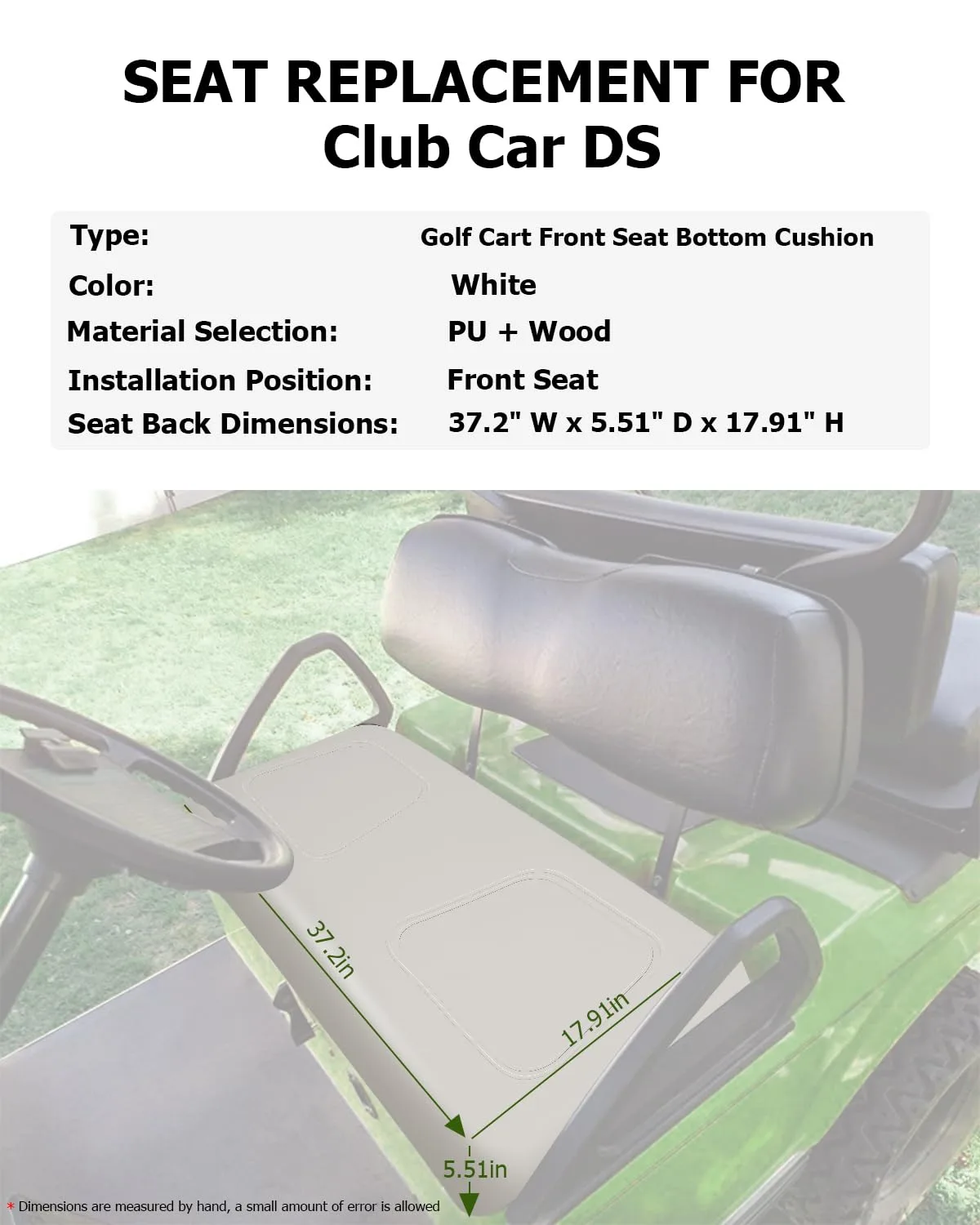 SCITOO Front Seat Cushion for Club Car DS Golf Cart image 2