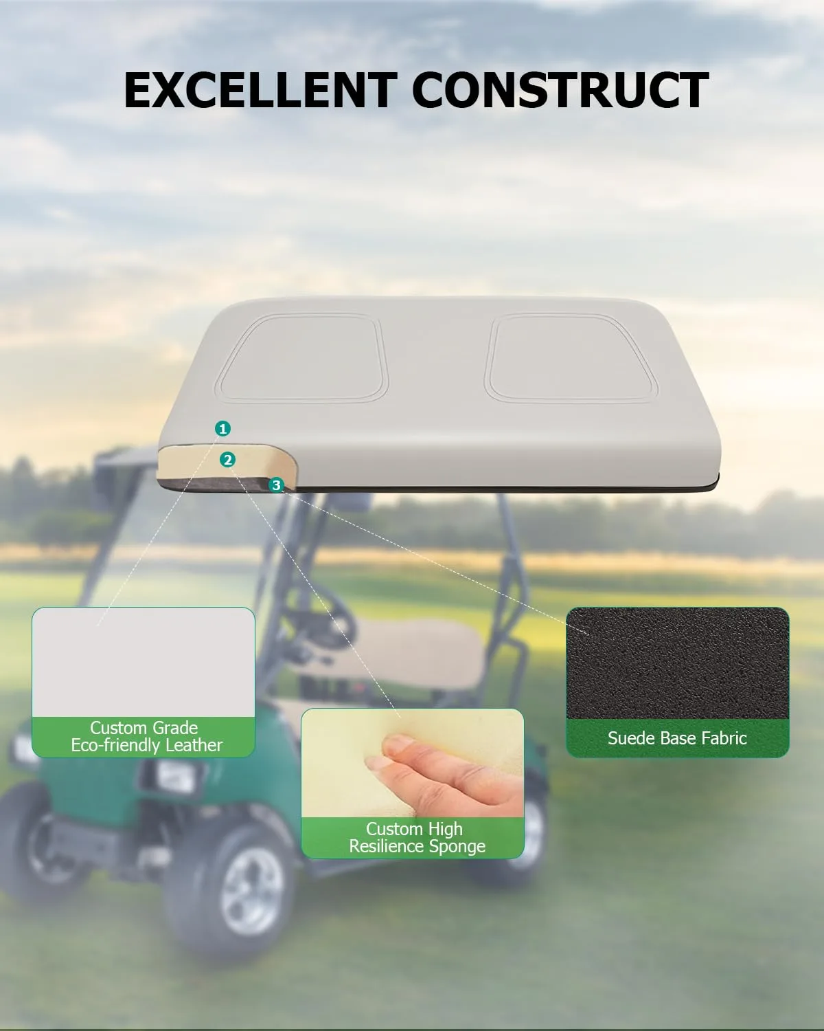 SCITOO Front Seat Cushion for Club Car DS Golf Cart image 3
