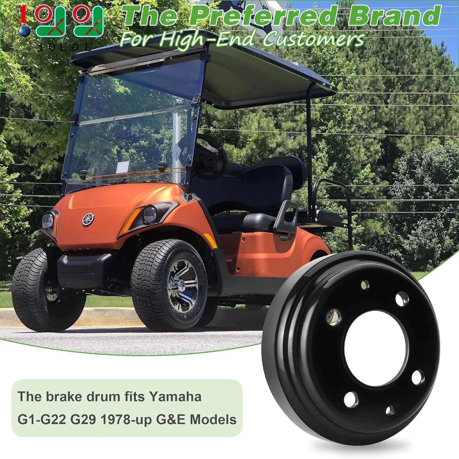 10L0L Golf Cart Brake Drum and Rear Hub for Yamaha, Club Car image 2