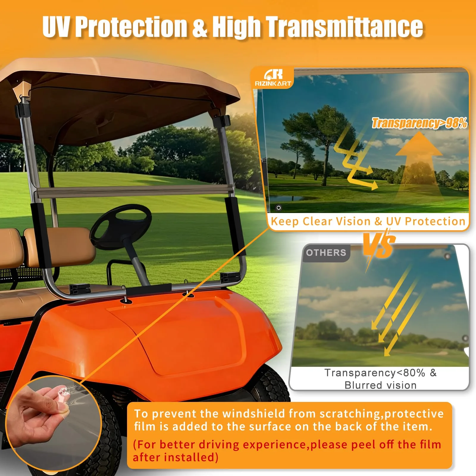 RIZINKART YG22546 Windshield for Yamaha G22, 2003-2006 image 2