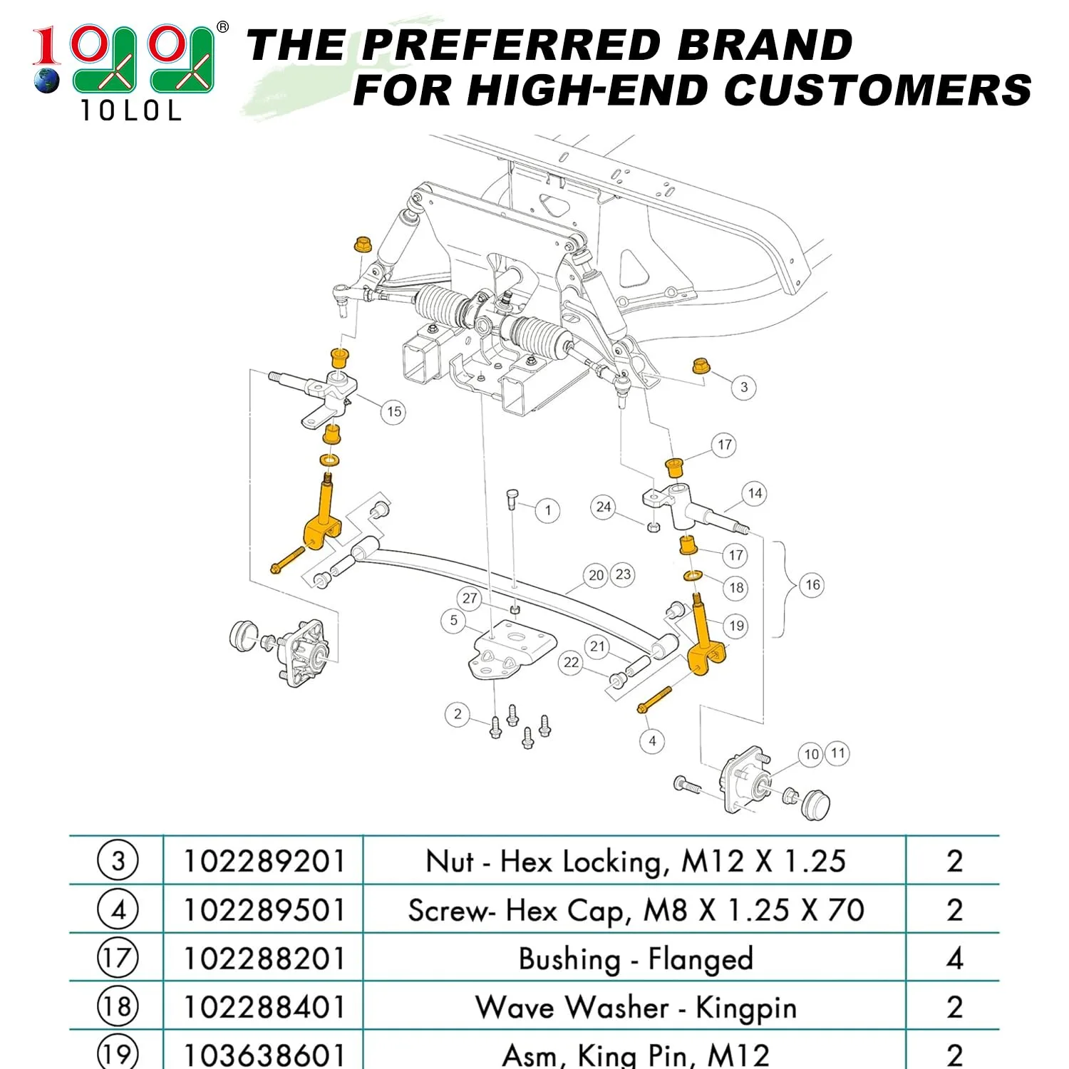 10L0L King Pin Repair Kit for Club Car Precedent image 2