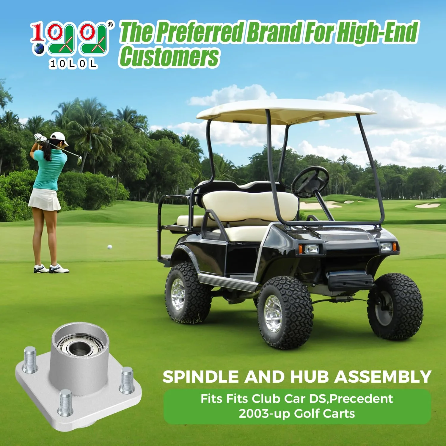 10L0L Front Wheel Hub Assembly for Club Car DS & Precedent image 2