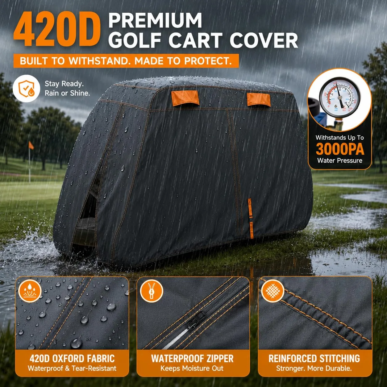 PGFDXDBNM 420D Waterproof Cover for Yamaha Golf-Car Adventurer Six (2019–2026) image 2