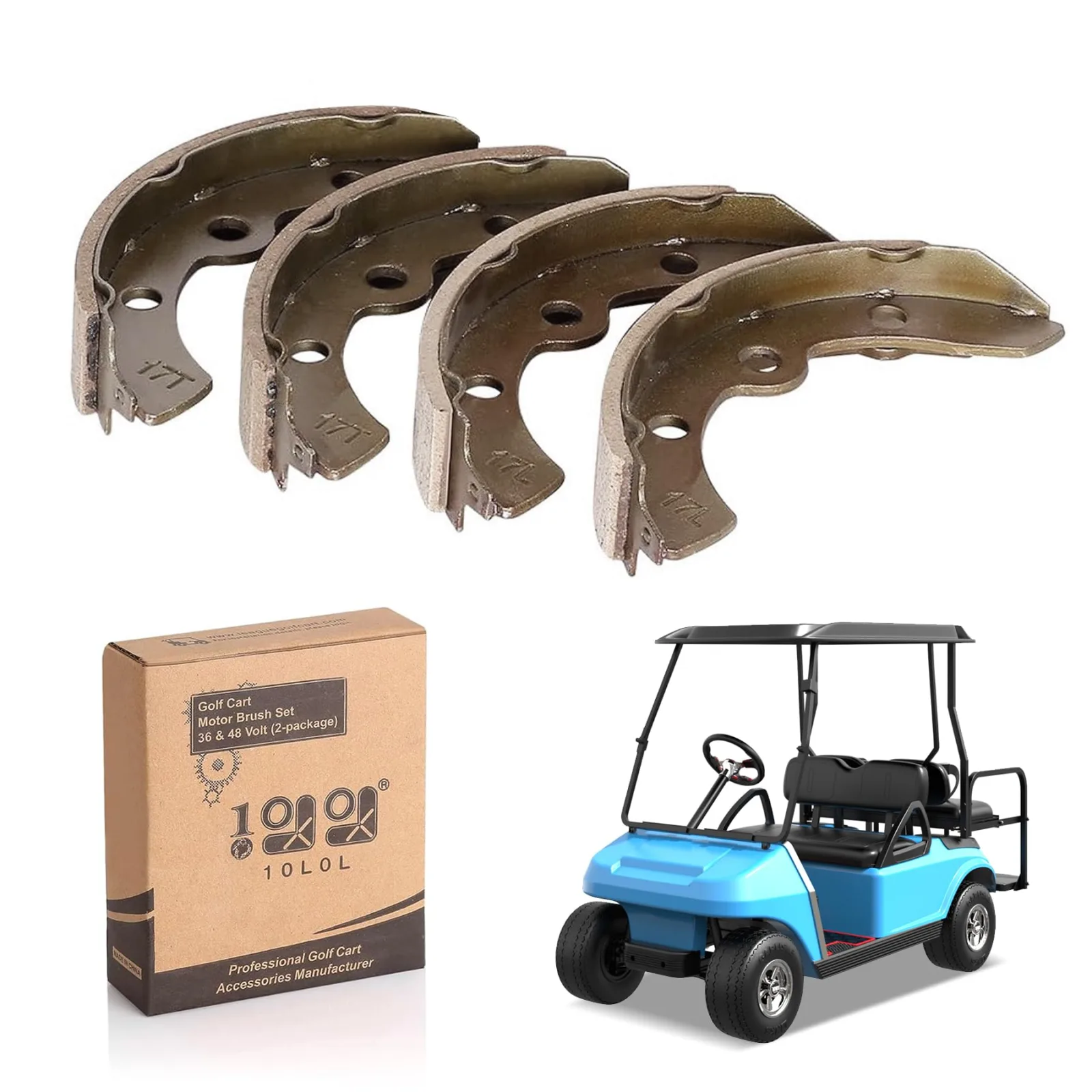 10L0L Golf Cart Brake Shoes for Club Car, E-Z-GO & Yamaha