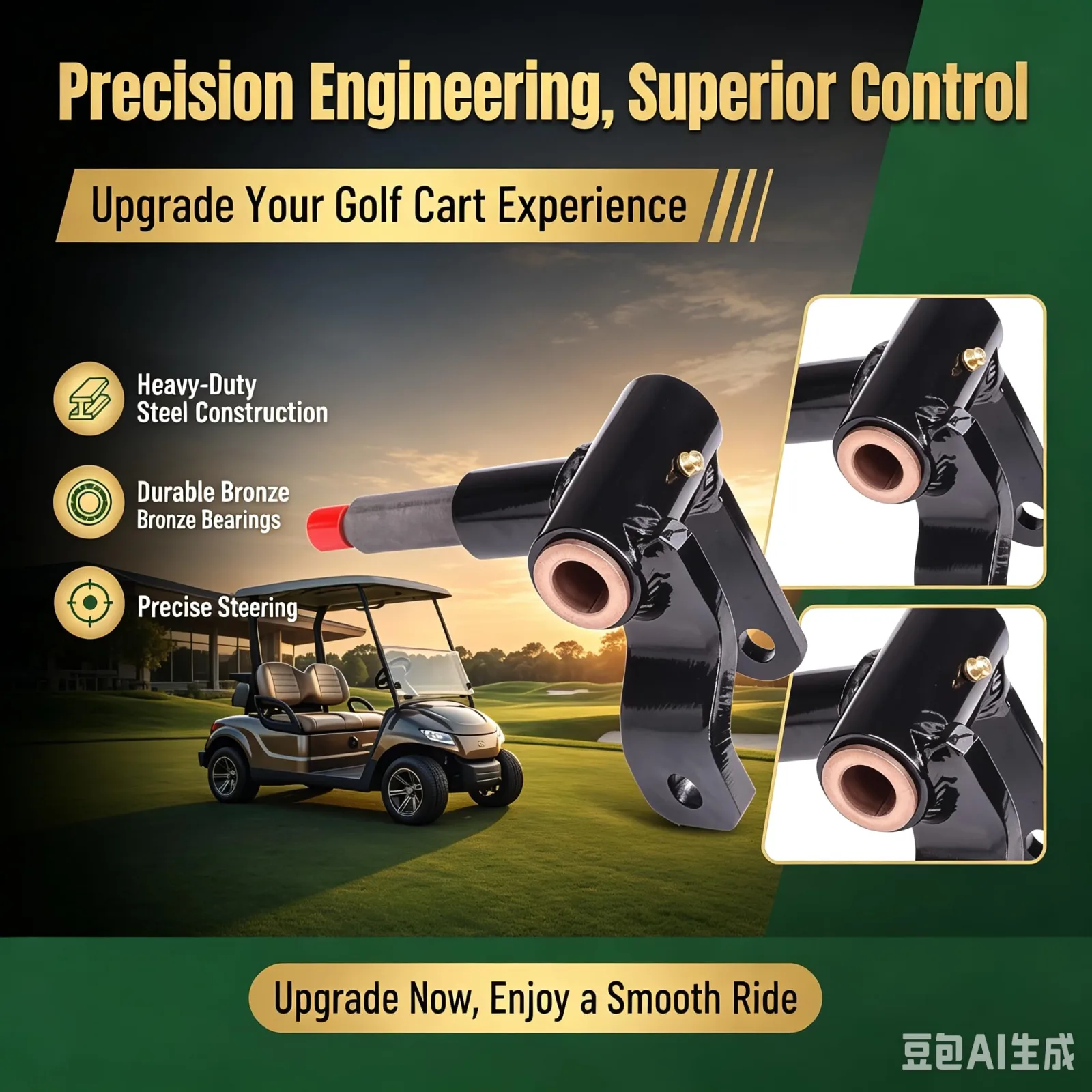 10L0L Passenger-Side Spindle for Club Car Precedent image 4