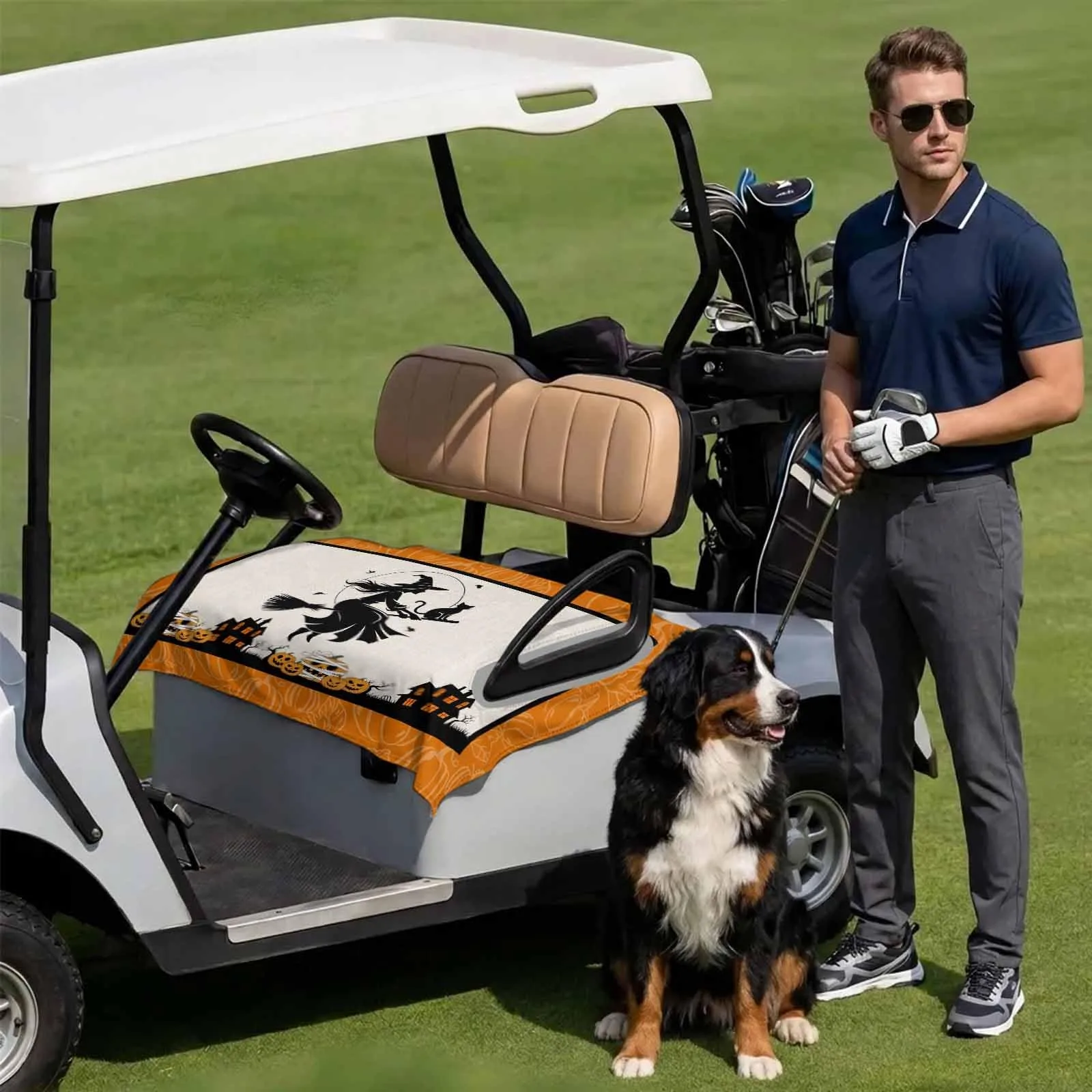 DecorLovee Orange Halloween Golf Cart Seat Cover image 3