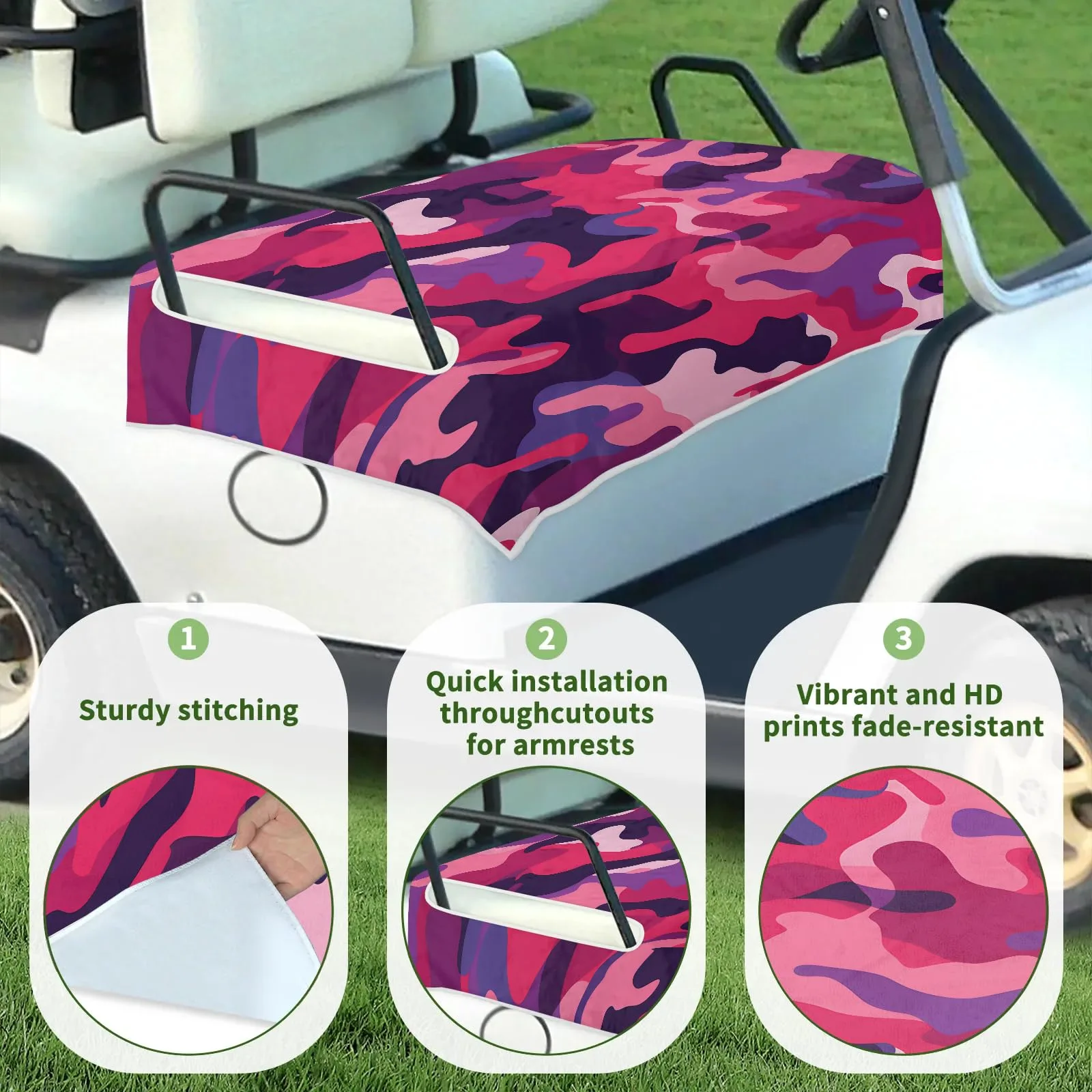Tiveruda Pink Camouflage Golf Cart Seat Cover 51 x 31 in image 3