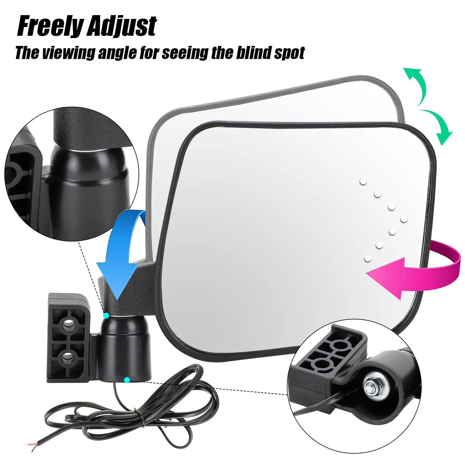 Roykaw Golf Cart Folding Side Mirrors with LED Turn Signals image 2