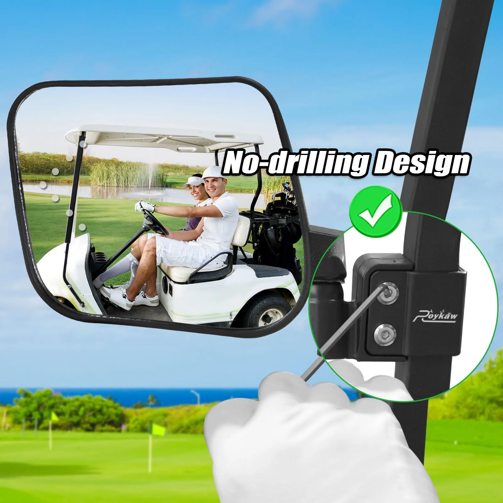 Roykaw Golf Cart Folding Side Mirrors with LED Turn Signals image 3