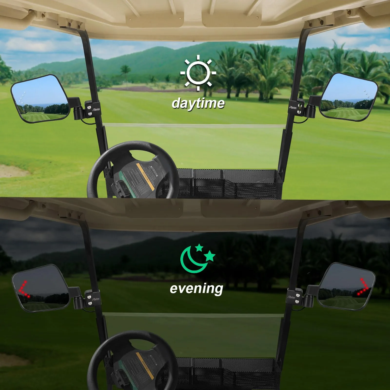 Roykaw Golf Cart Folding Side Mirrors with LED Turn Signals image 4