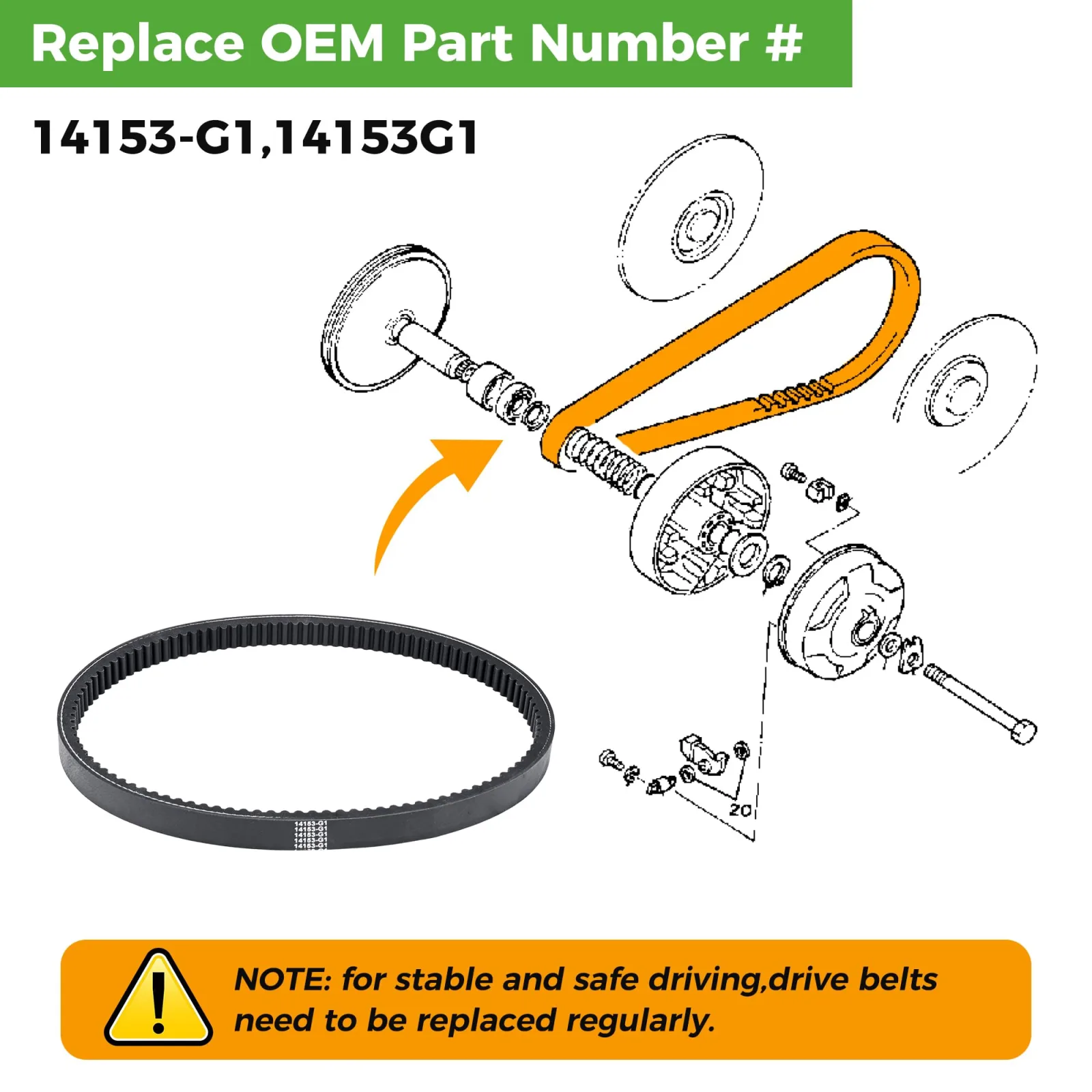 10L0L Drive Belt for E-Z-GO Marathon 1976-1987 image 3