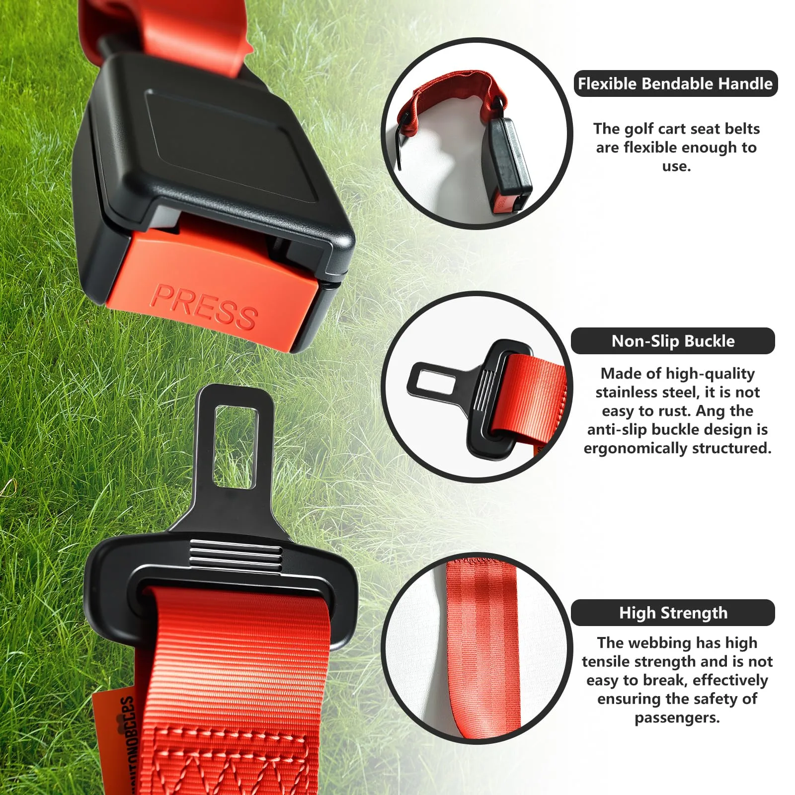 Orle Oko Retractable Golf Cart Seat Belts, 4-Piece Set image 3