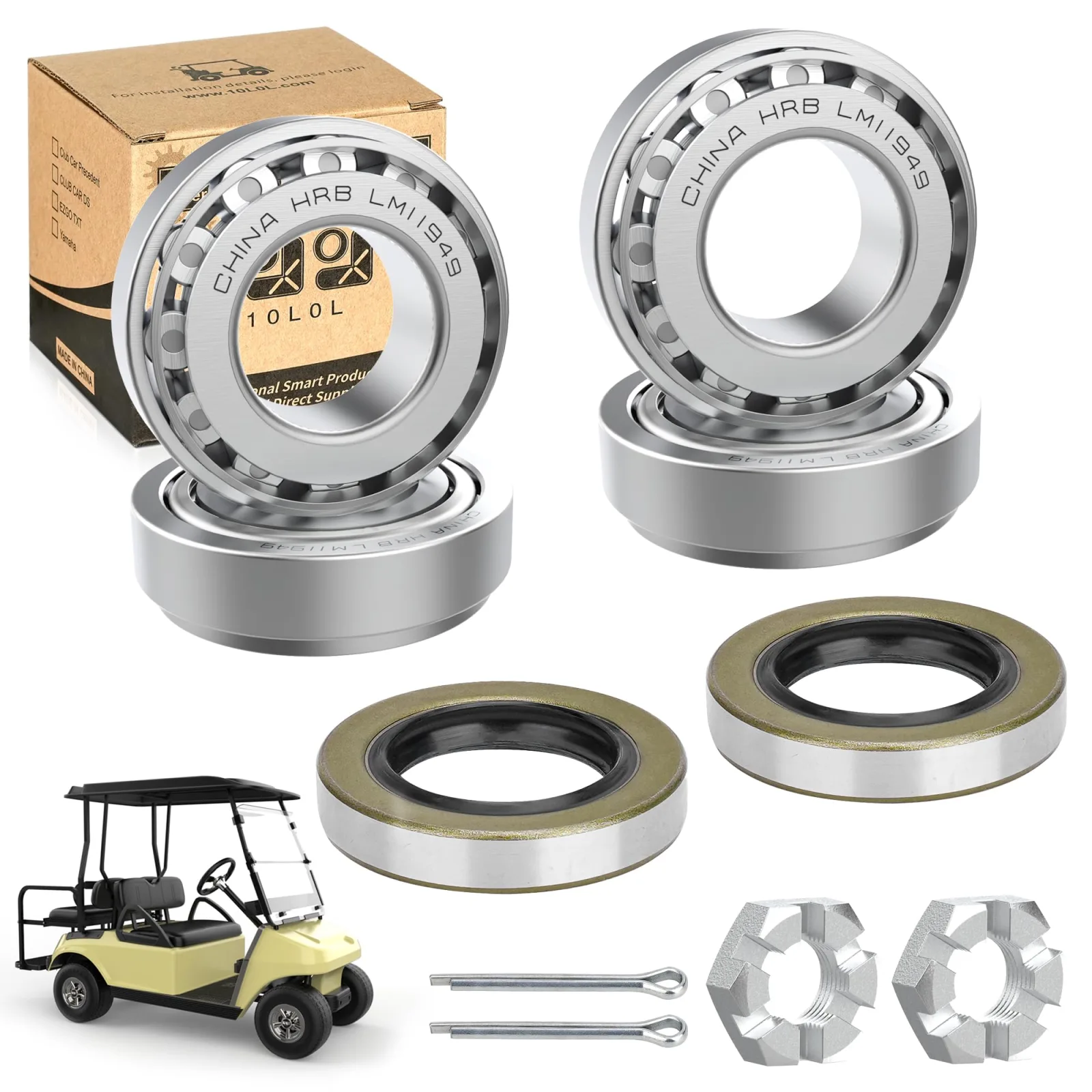 10L0L Front Hub Bearing Kit for Club Car DS, Carryall