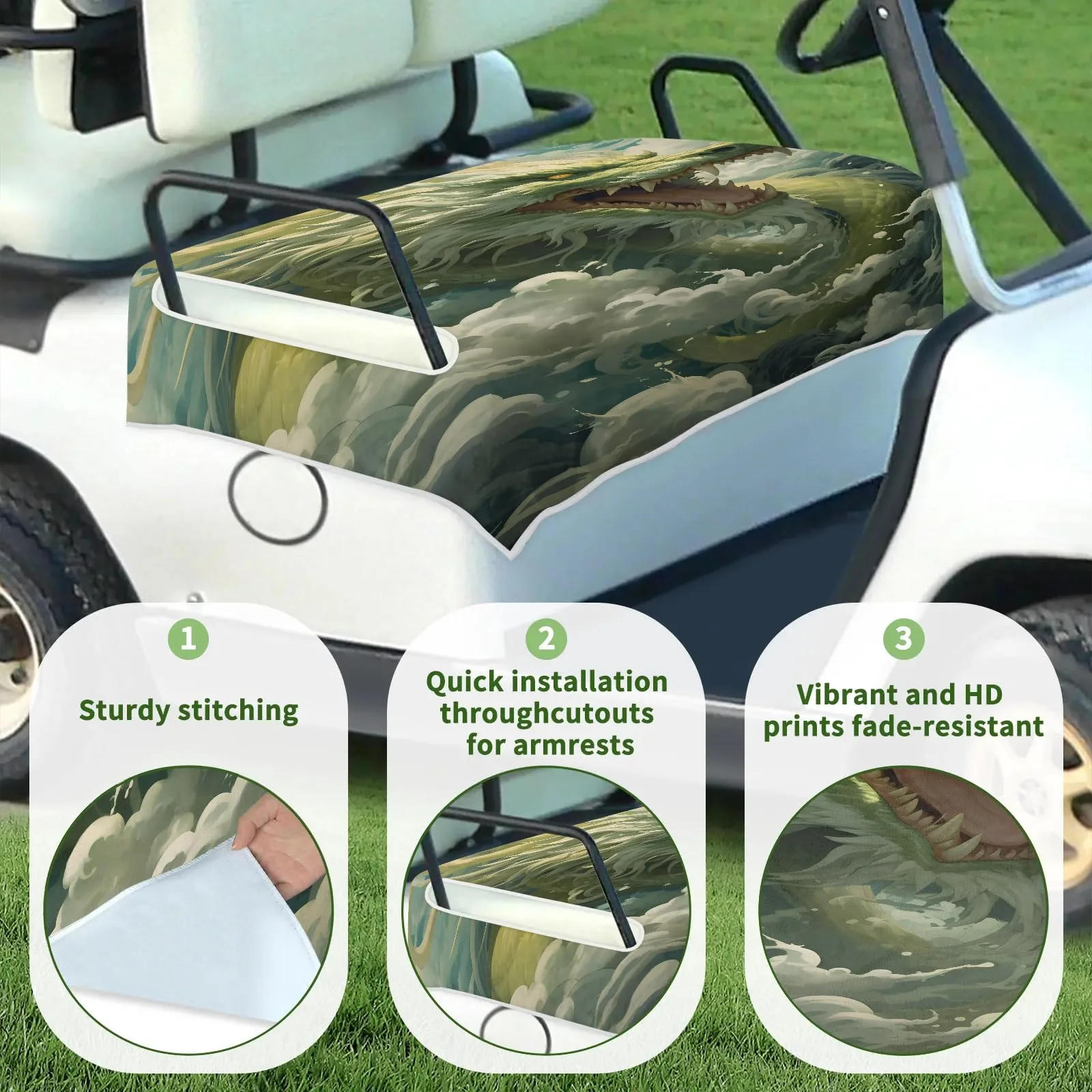 Tiveruda Golf Cart Seat Cover for Double Seats image 3