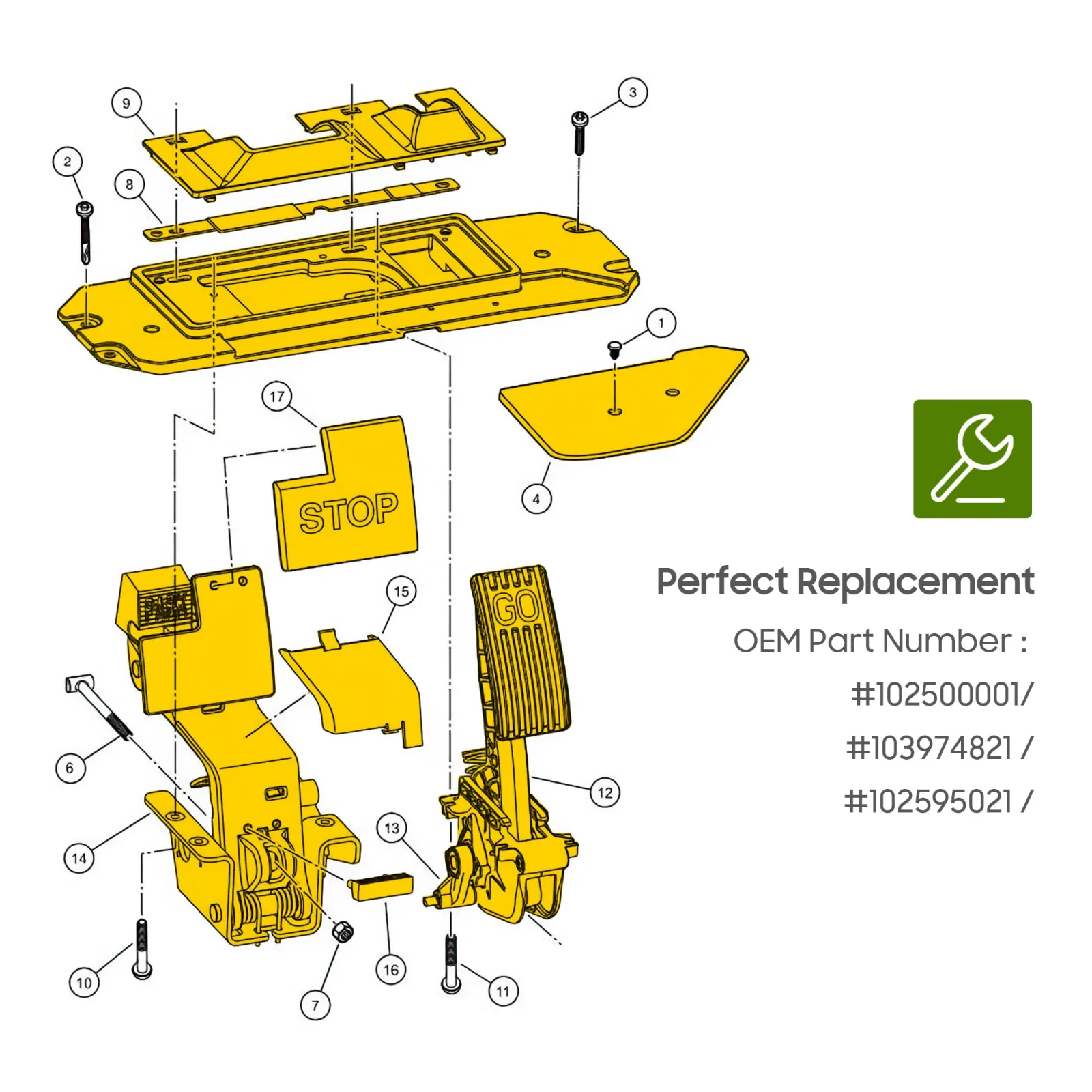 10L0L Accelerator Pedal Assembly for Club Car Gas Carts image 3