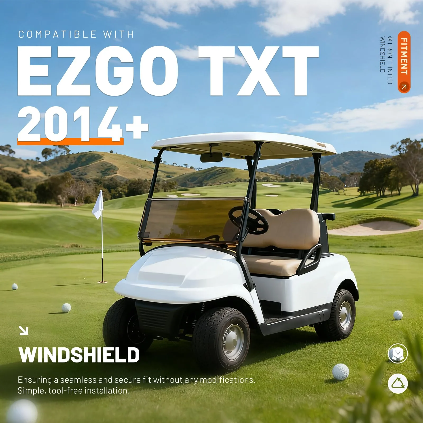 ALMULOO VC-0014 Tinted Windshield for E-Z-GO TXT image 2