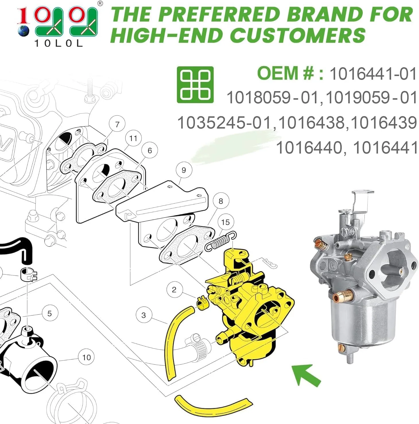 10L0L Club Car Carburetor Kit for Kawasaki FE350 image 2