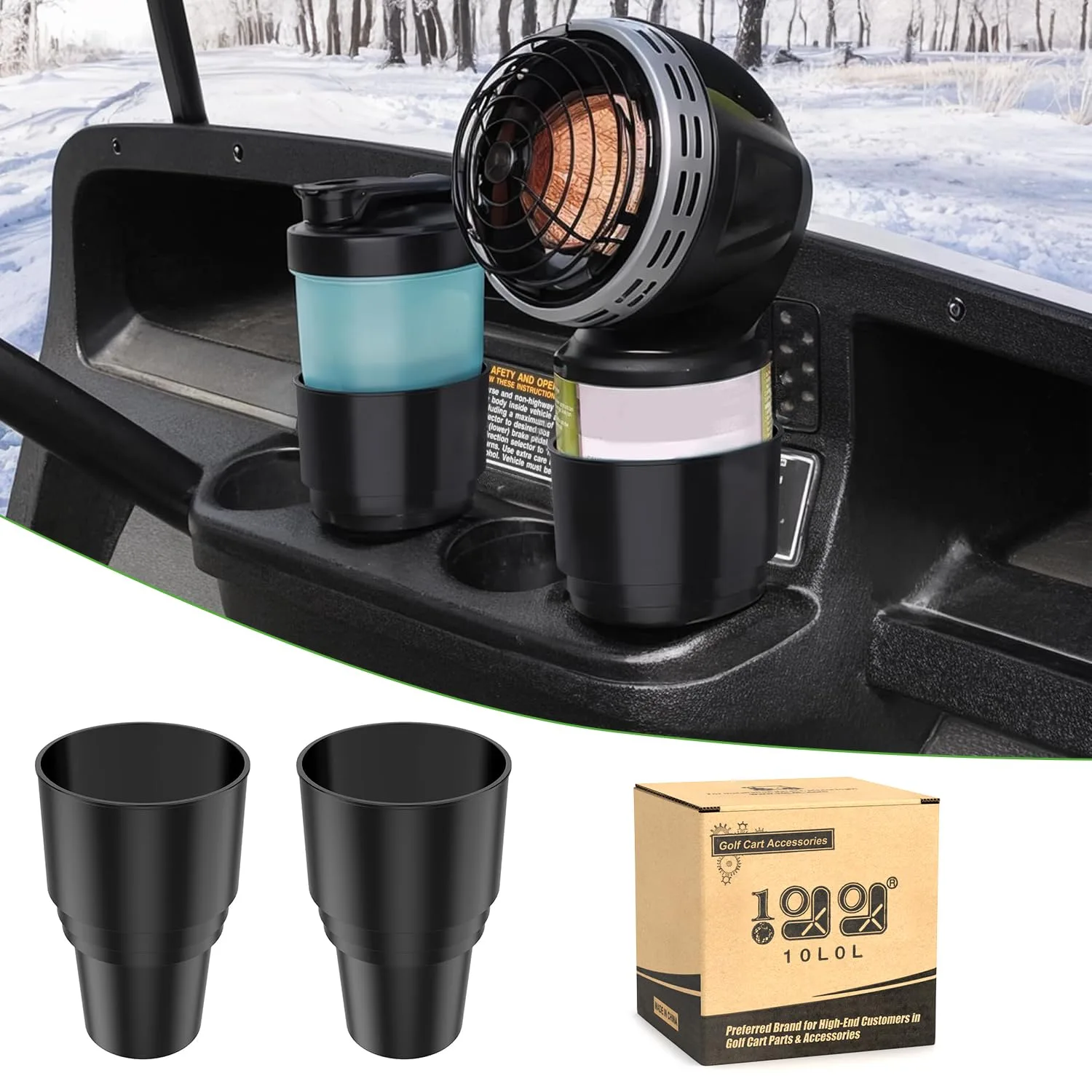 10L0L Golf Cart Cup Holder Adapter 2-Pack