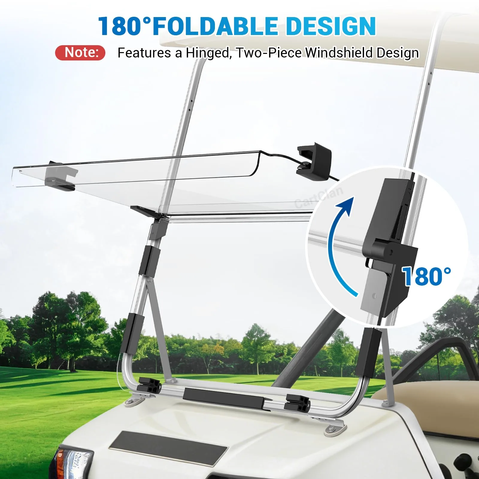 CartClan CT-0231 Clear Folding Windshield for Club Car DS image 3