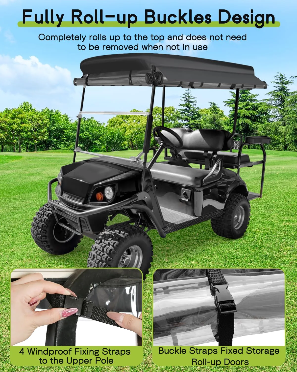 WEIMELL Golf Cart Enclosure for E-Z-GO Express S4 / TXT Long Roof - HB-Golf-Cart-Enclosures-Express-4 image 3