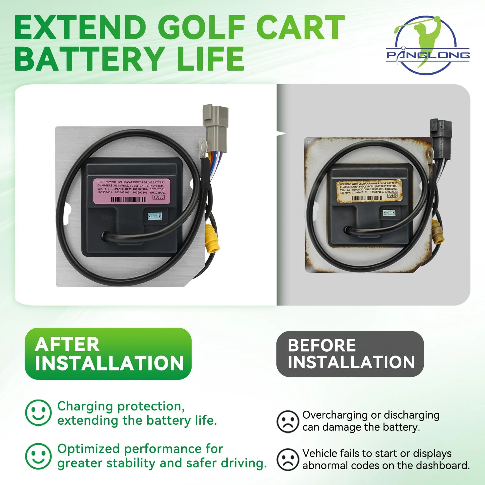 Panglong On-Board Computer for Club Car DS (OBC, 48V, OEM 102852001) image 4