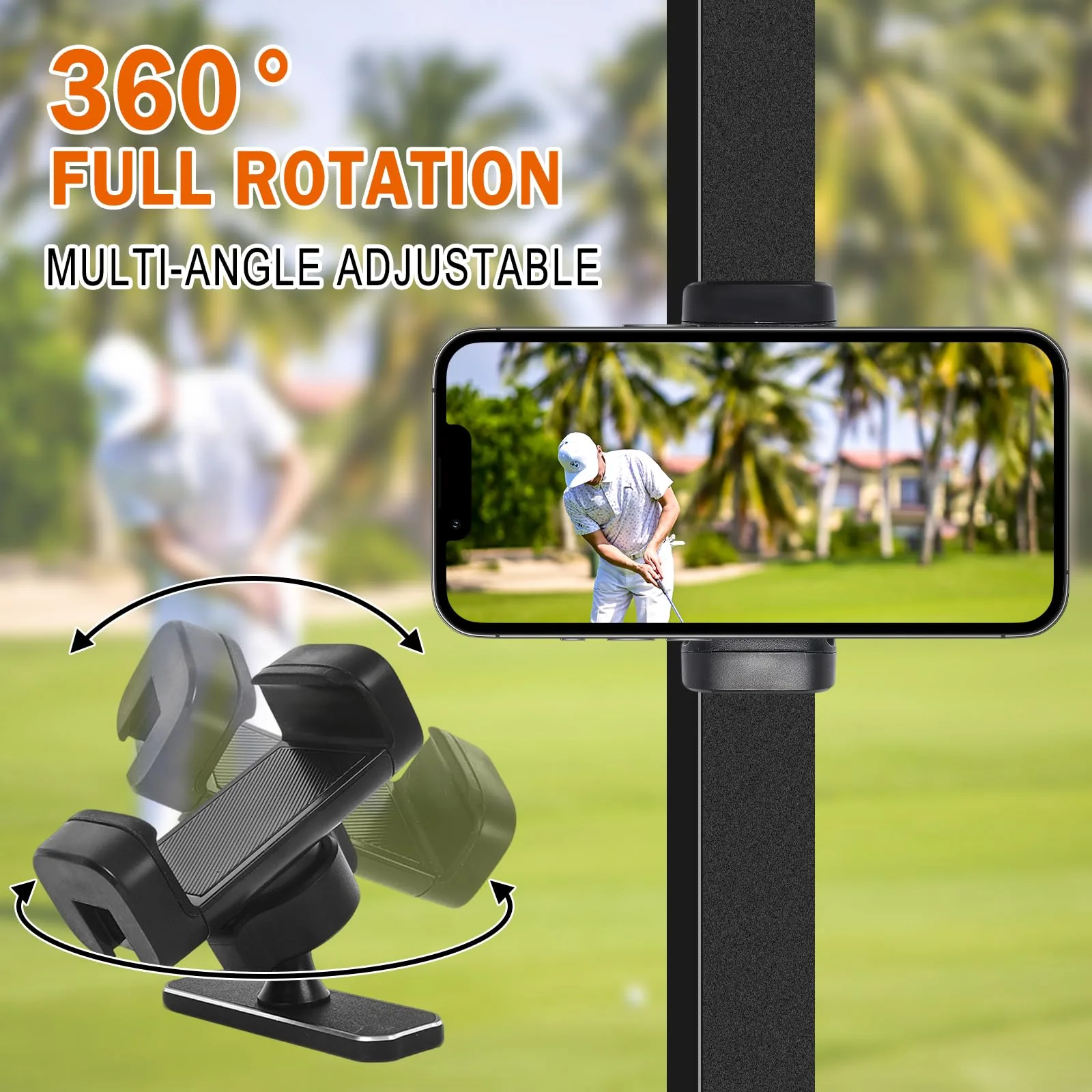 XIEACHUR Magnetic Golf Cart Phone Holder CP_2555 — 360° Mount image 2