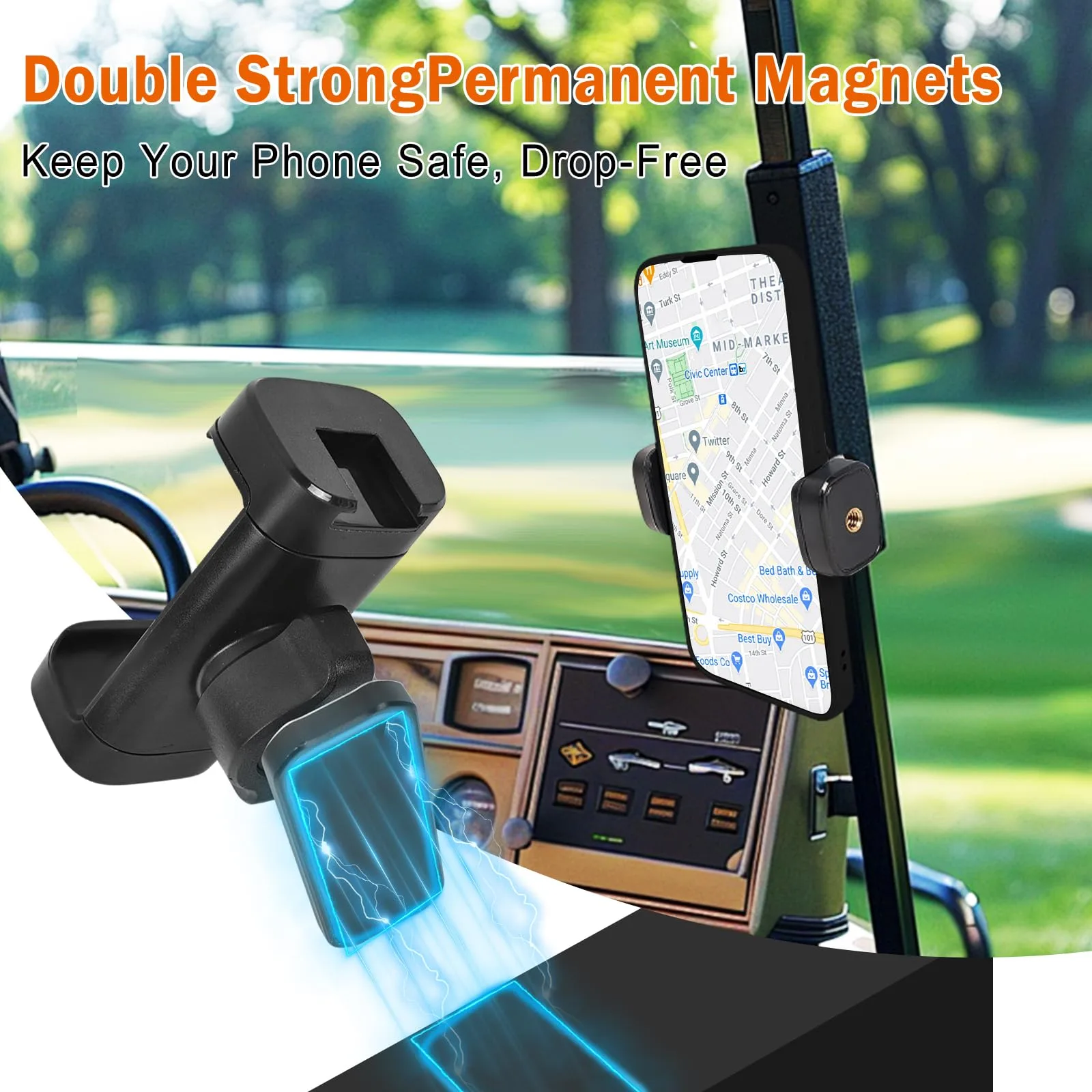 XIEACHUR Magnetic Golf Cart Phone Holder CP_2555 — 360° Mount image 3