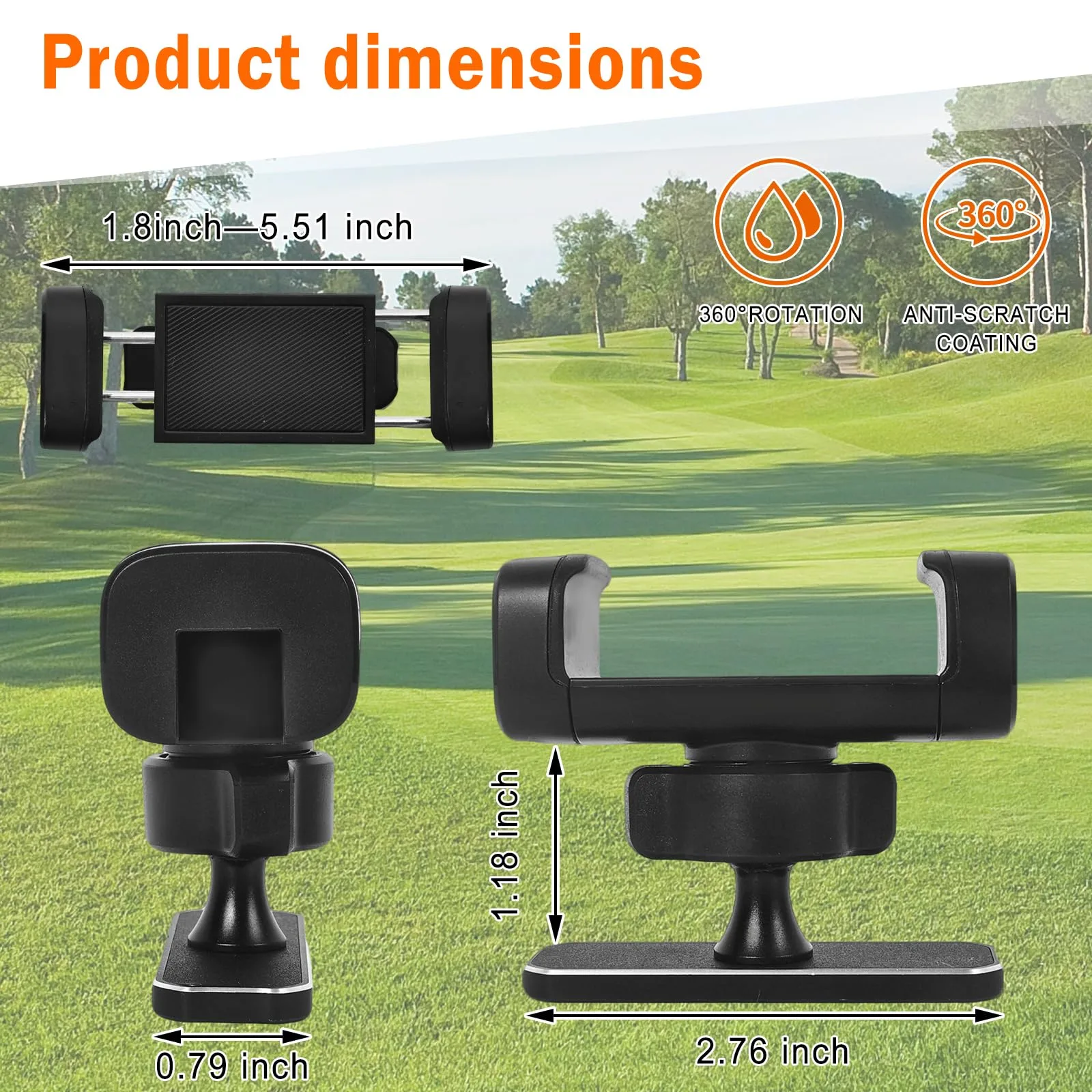 XIEACHUR Magnetic Golf Cart Phone Holder CP_2555 — 360° Mount image 4