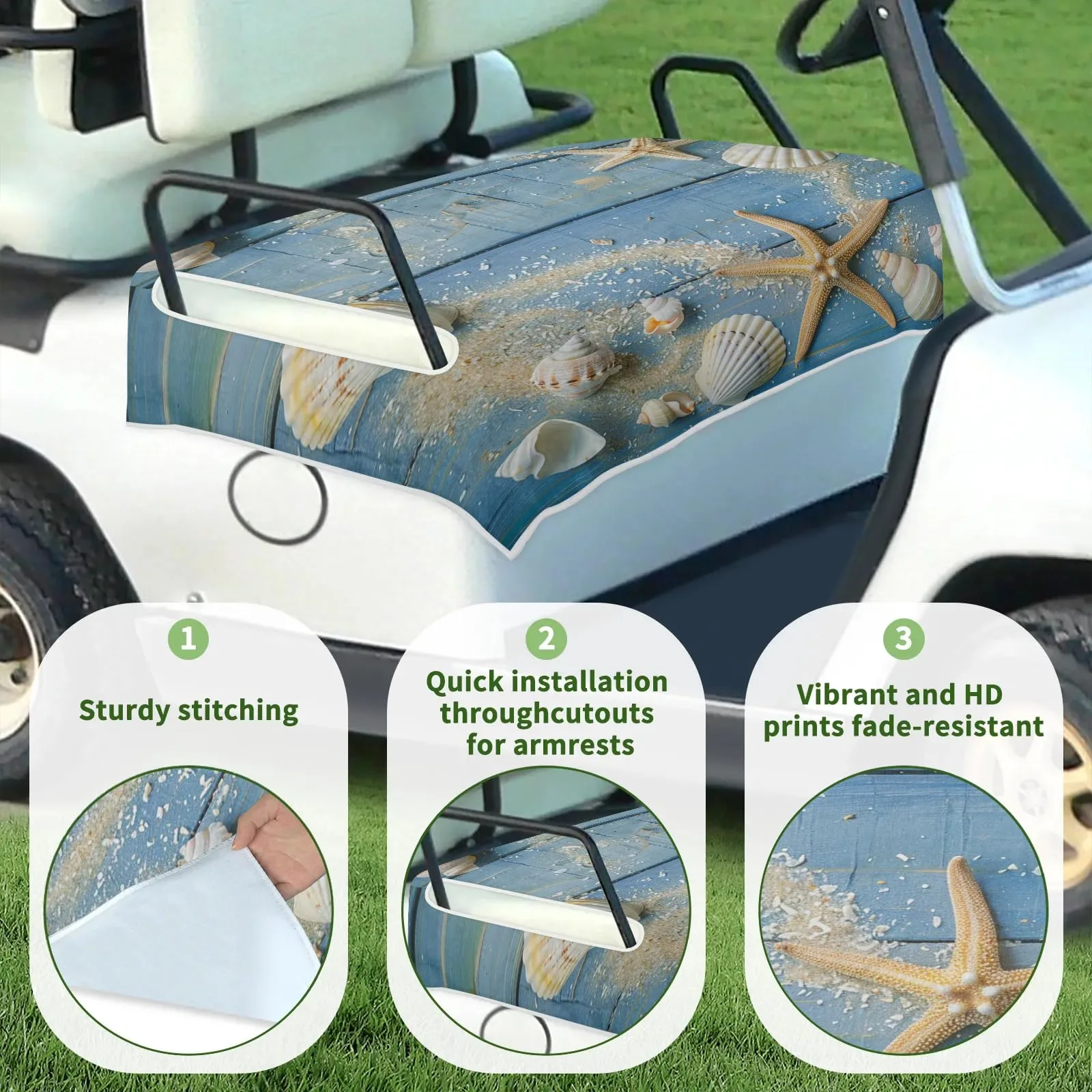 Tiveruda Golf Cart Seat Cover for Double Seats 51 x 31 in image 3