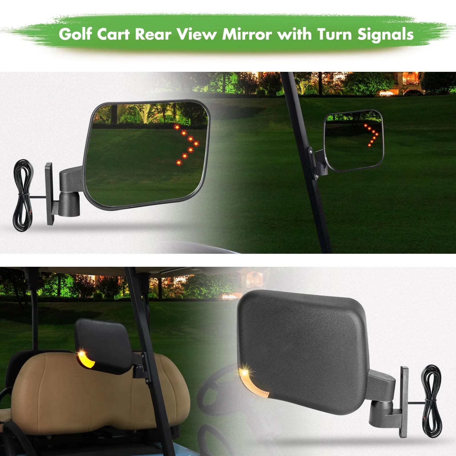 10L0L Golf Cart Side Mirrors with Turn Signals image 3
