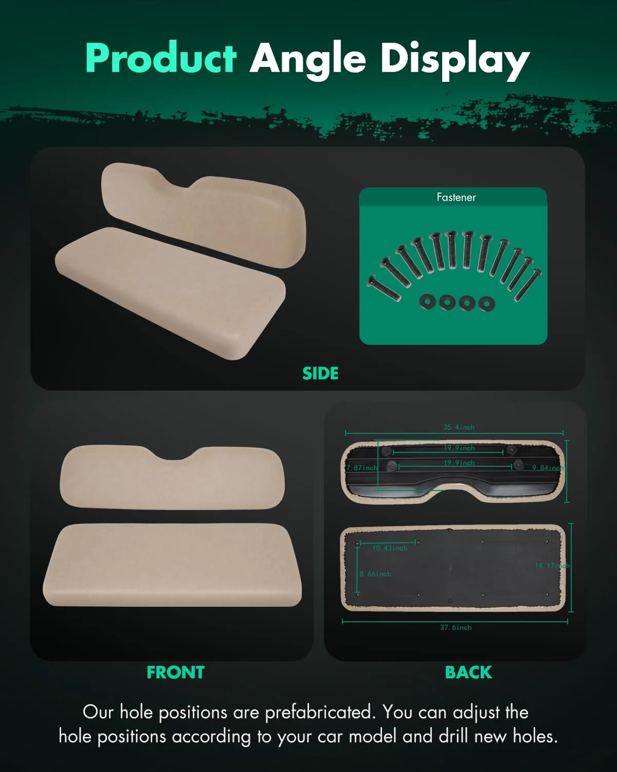 SCITOO Rear Flip Seat Cushions for E-Z-GO, Club Car & Yamaha image 3