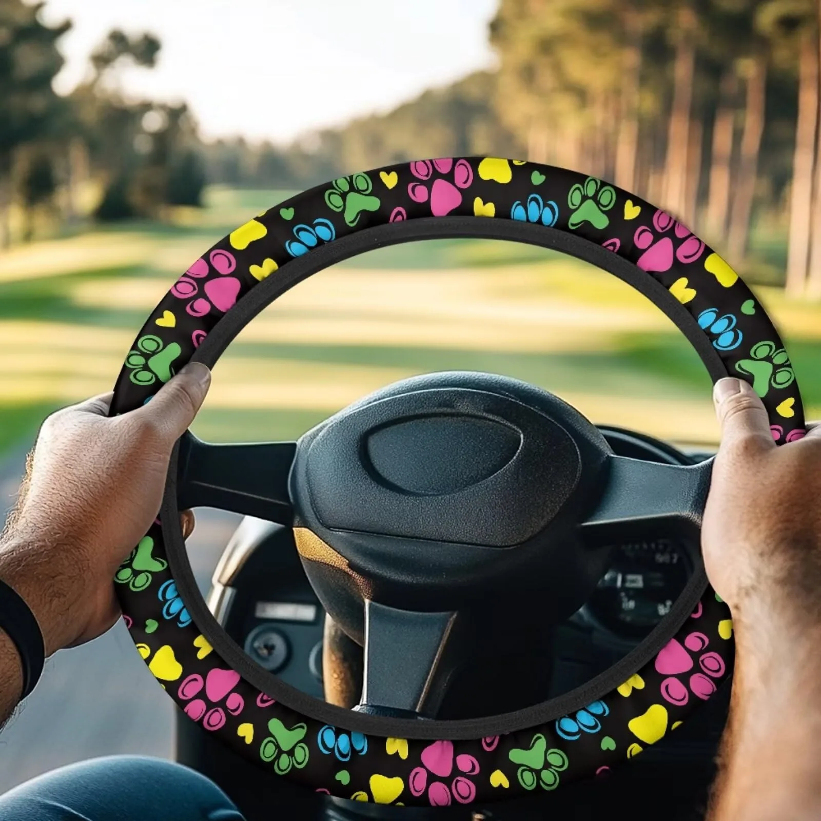 Knextrepoy 13-14 Inch Golf Cart Steering Wheel Cover - Fashion Dog Paw image 2