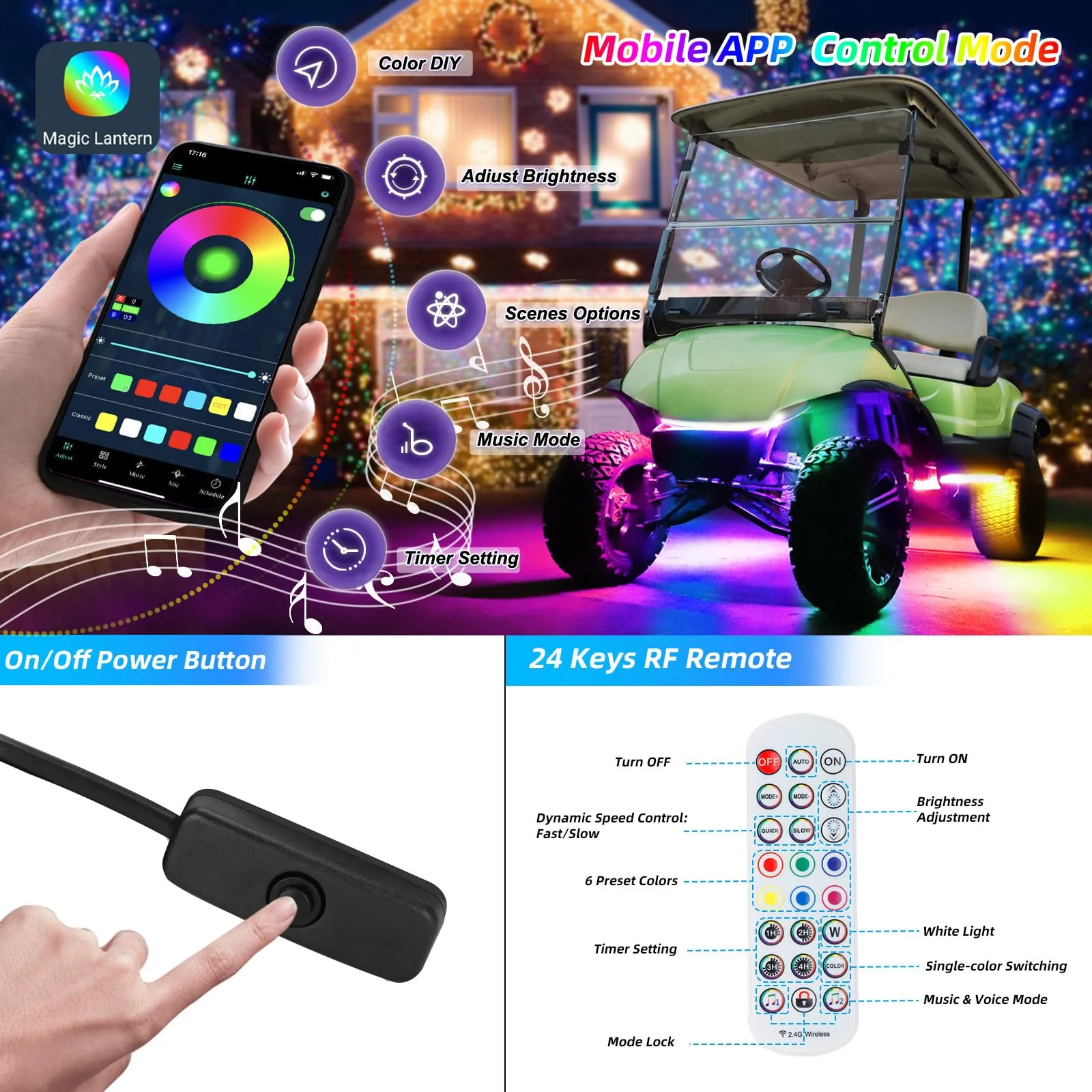 Roykaw Golf Cart Underglow LED Lights with Armrests image 4