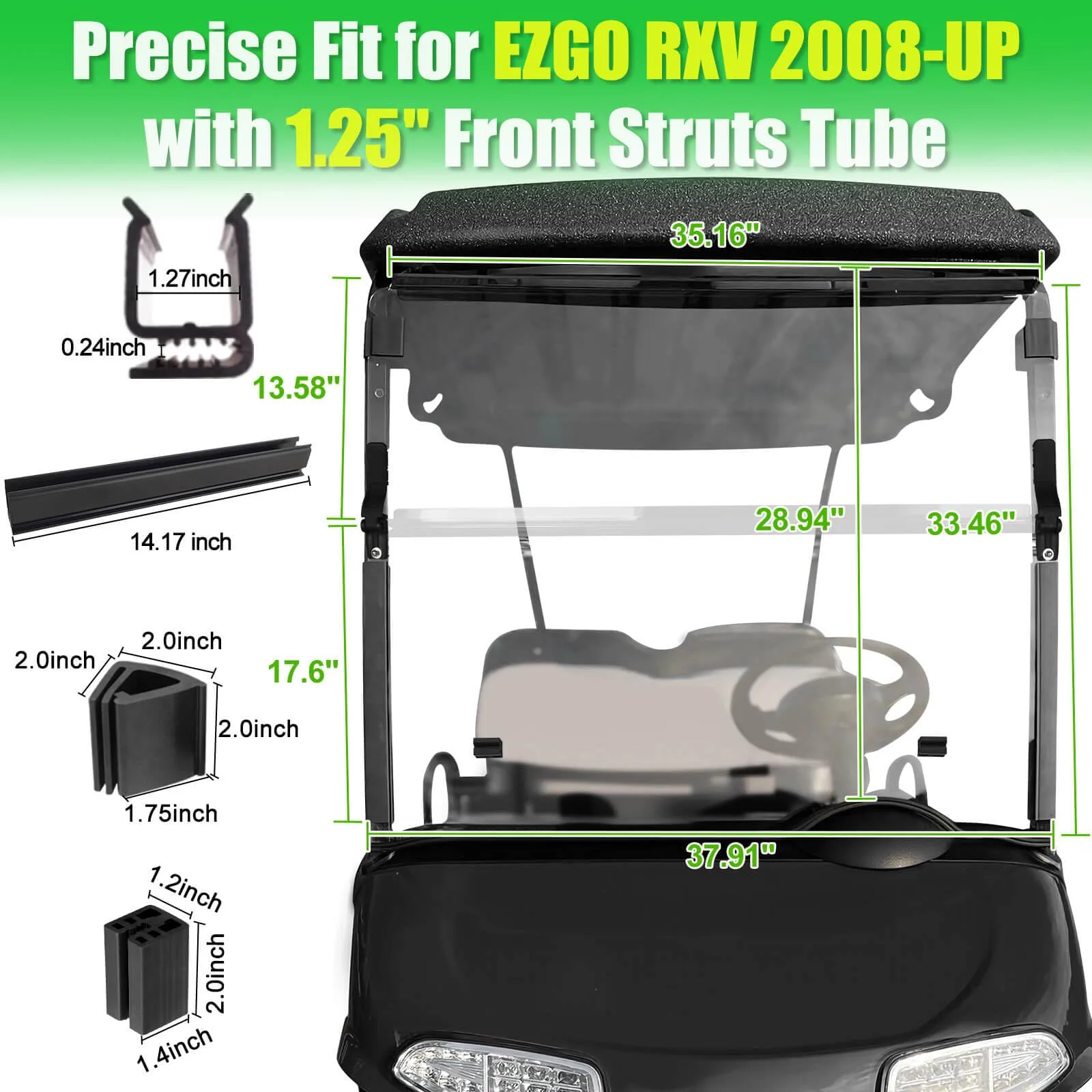 LEAPGOMAX 5mm Clear Polycarbonate Windshield for E-Z-GO RXV 2008+ image 4
