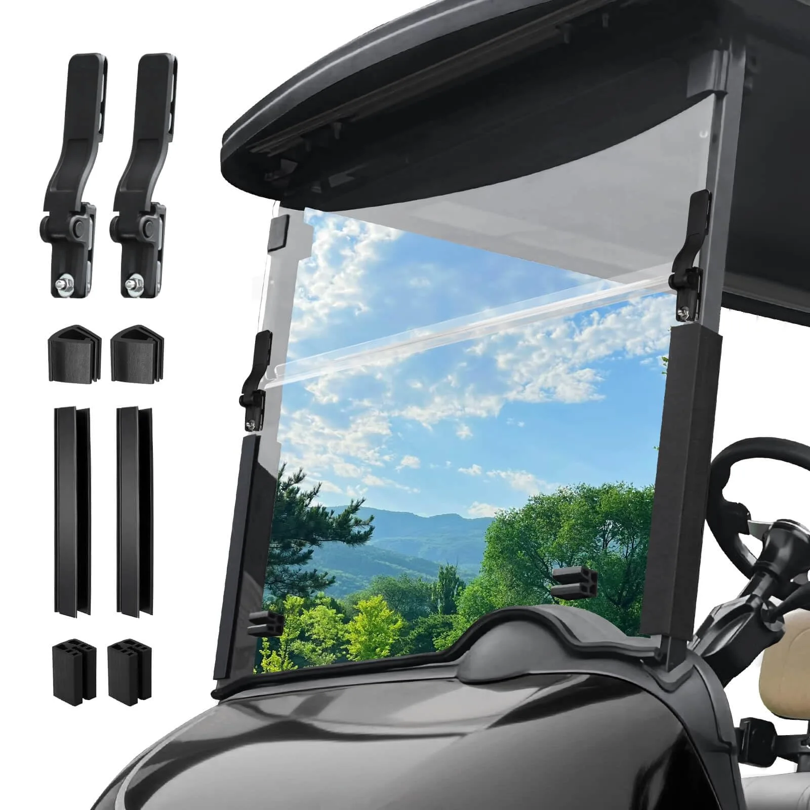 LEAPGOMAX 5mm Clear Polycarbonate Windshield for E-Z-GO RXV 2008+