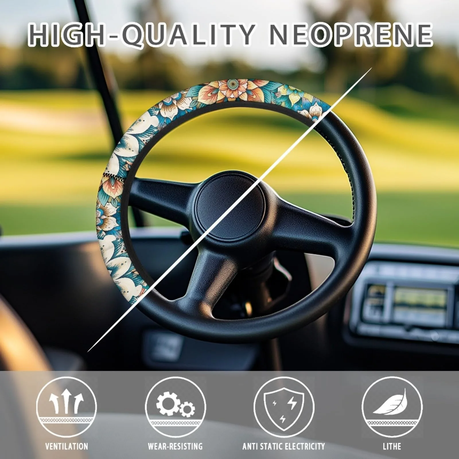 INSTANTARTS Mandala Golf Cart Steering Wheel Cover image 4