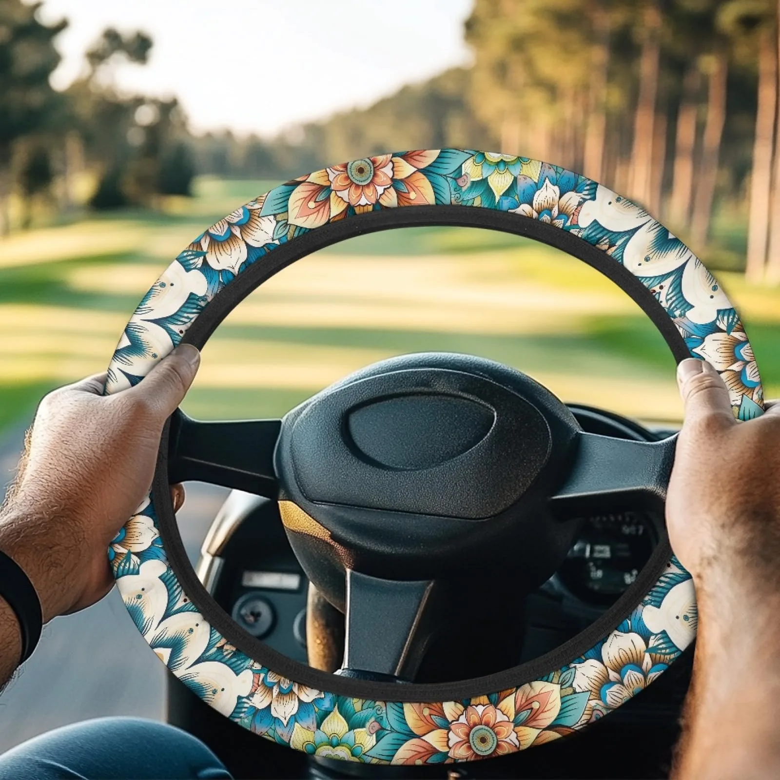 INSTANTARTS Mandala Golf Cart Steering Wheel Cover