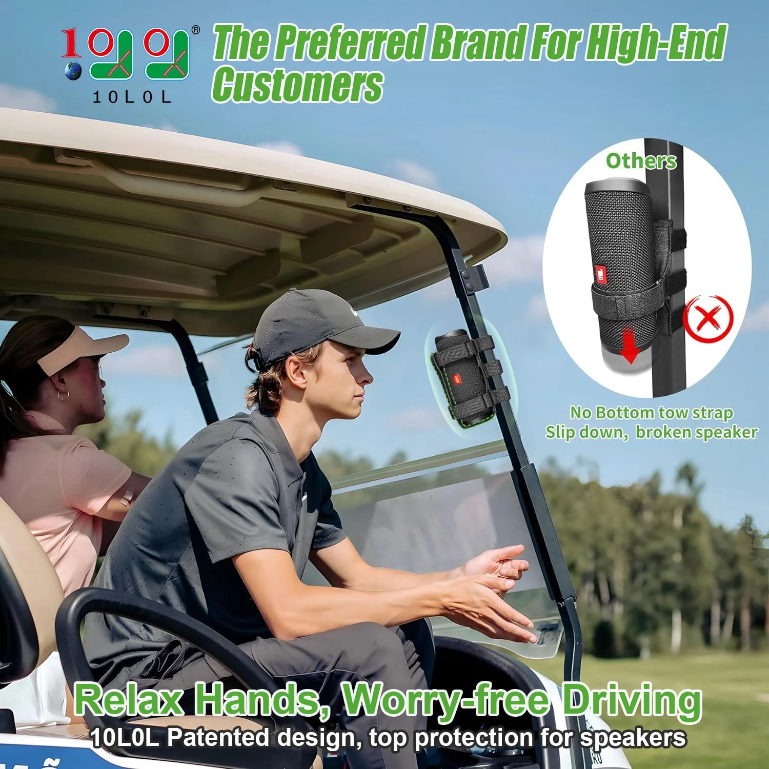 10L0L Universal Golf Cart Speaker Mount Strap — for E-Z-GO, Yamaha & Club Car image 2